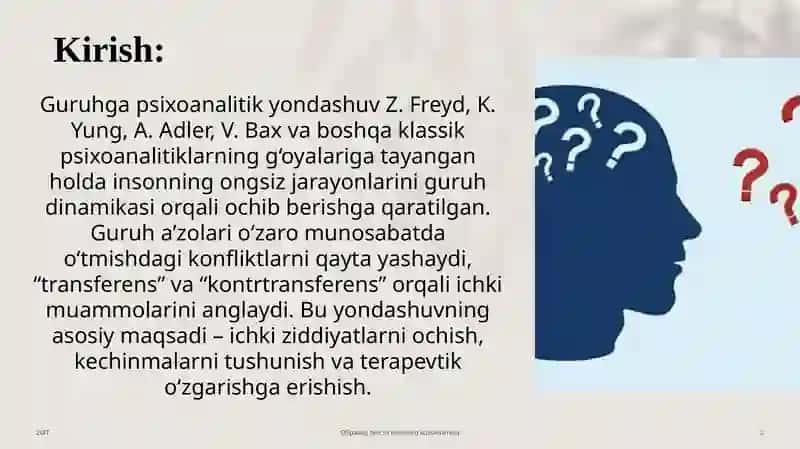 Guruhga psixoanalitik yondashuv 3