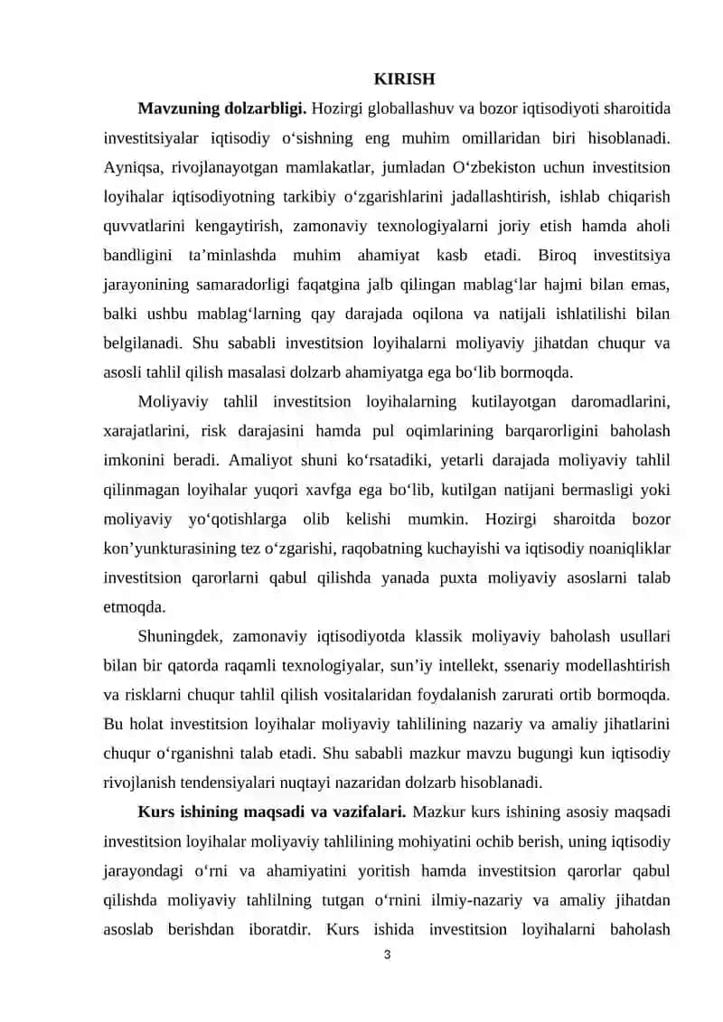 Investision loyihalar moliyaviy tahlili mohiyati 3