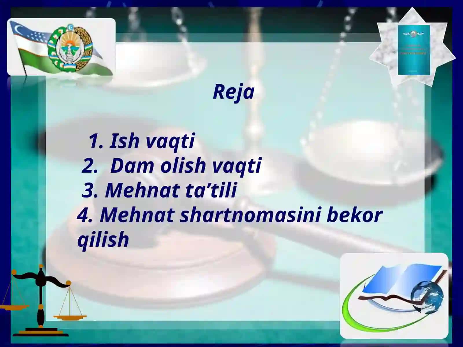 Ish vaqti va dam olish vaqti mehnat shartnomasini o’zgartirish va bekor qilish 3