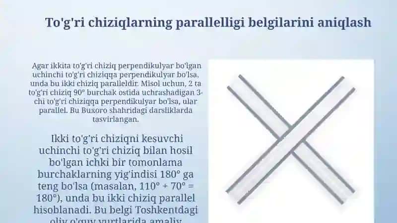 Tòģri chiziqlarning parallelik alomatlari 3