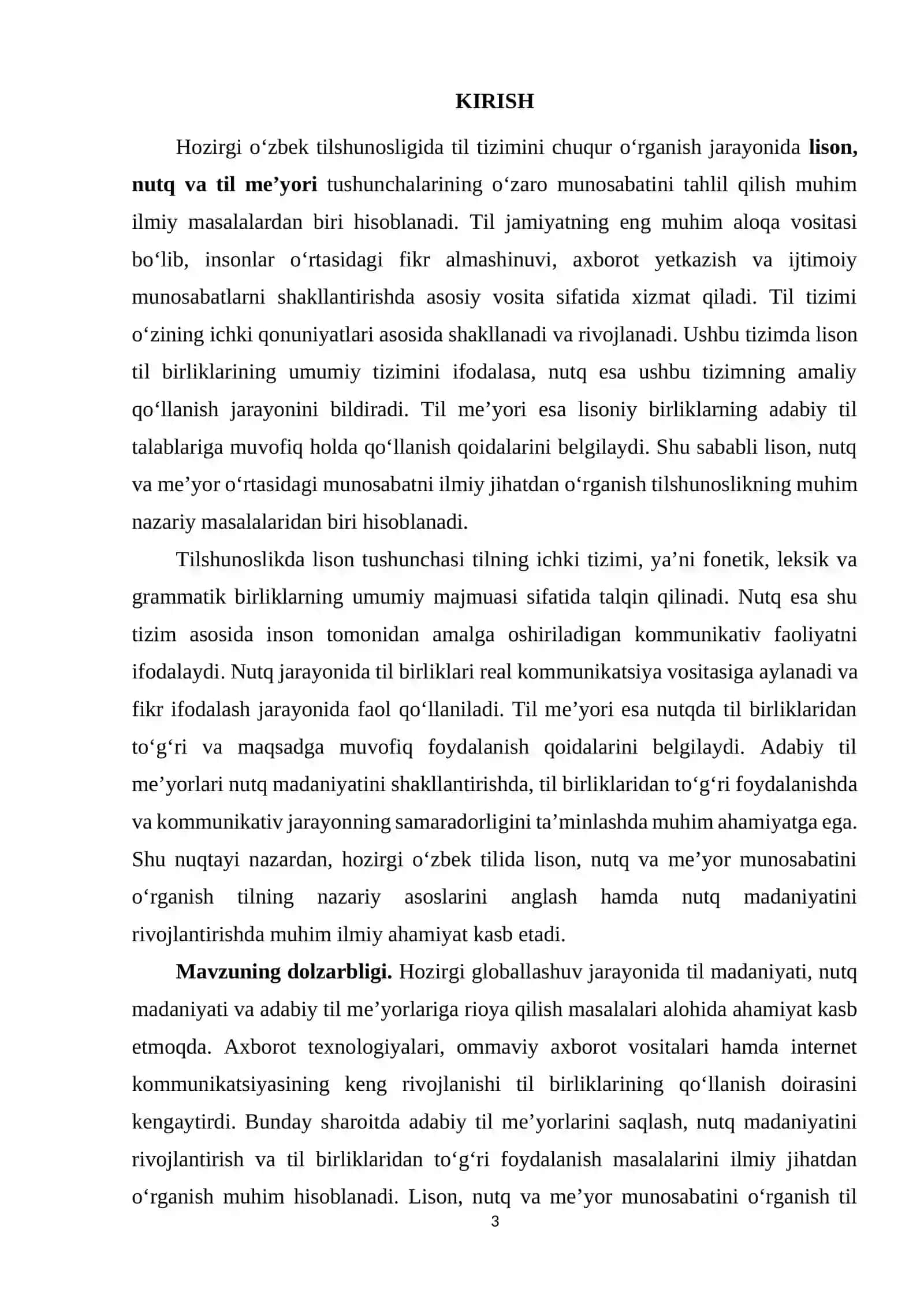 Hozirgi o‘zbek tilida lison, nutq, me’yor munosabati 3