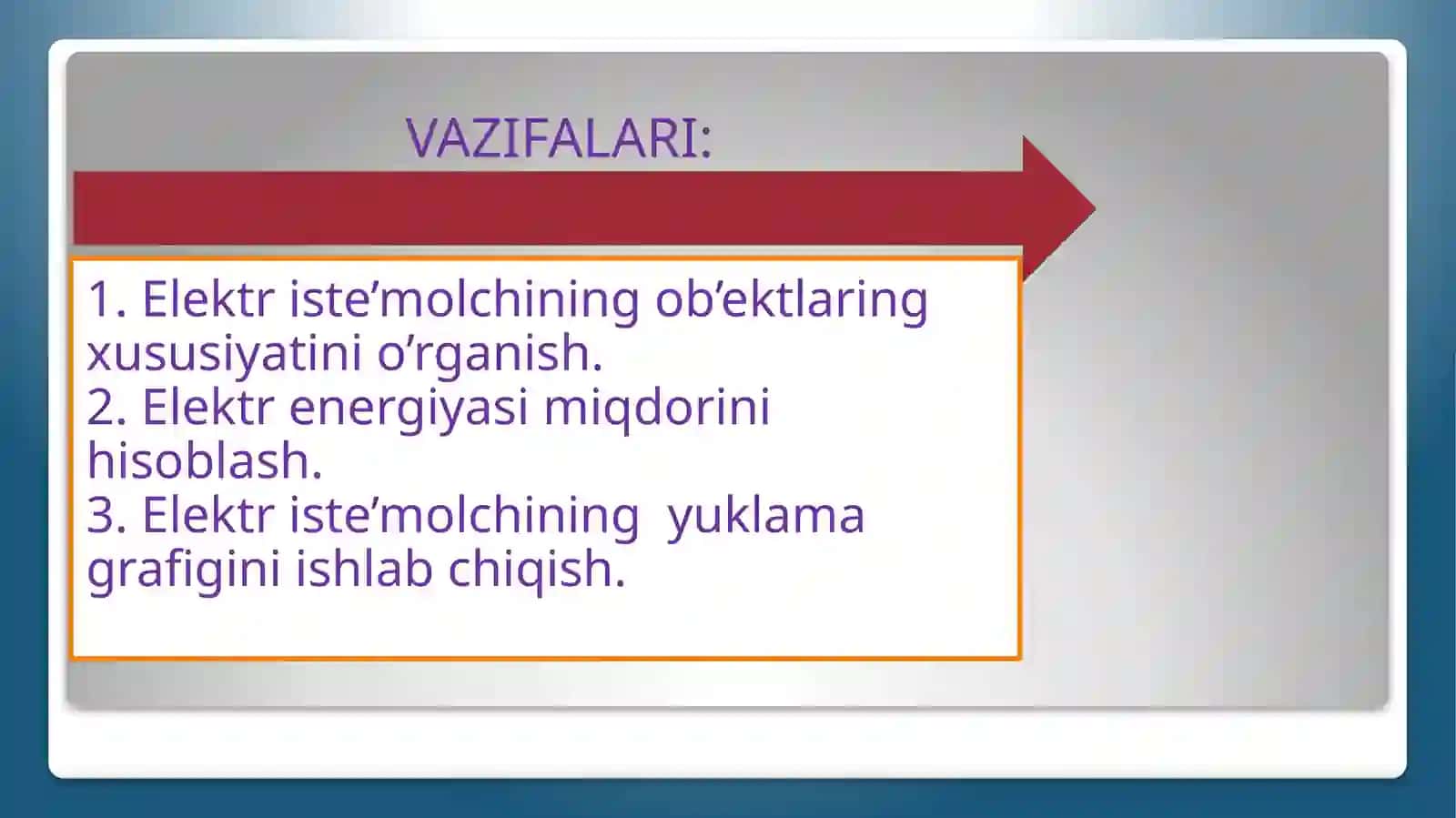 «TOSHIES» MFYdagi aholi turar joylаrining tashqi elektr ta’minoti uchun mikro GESni loyihalash 3