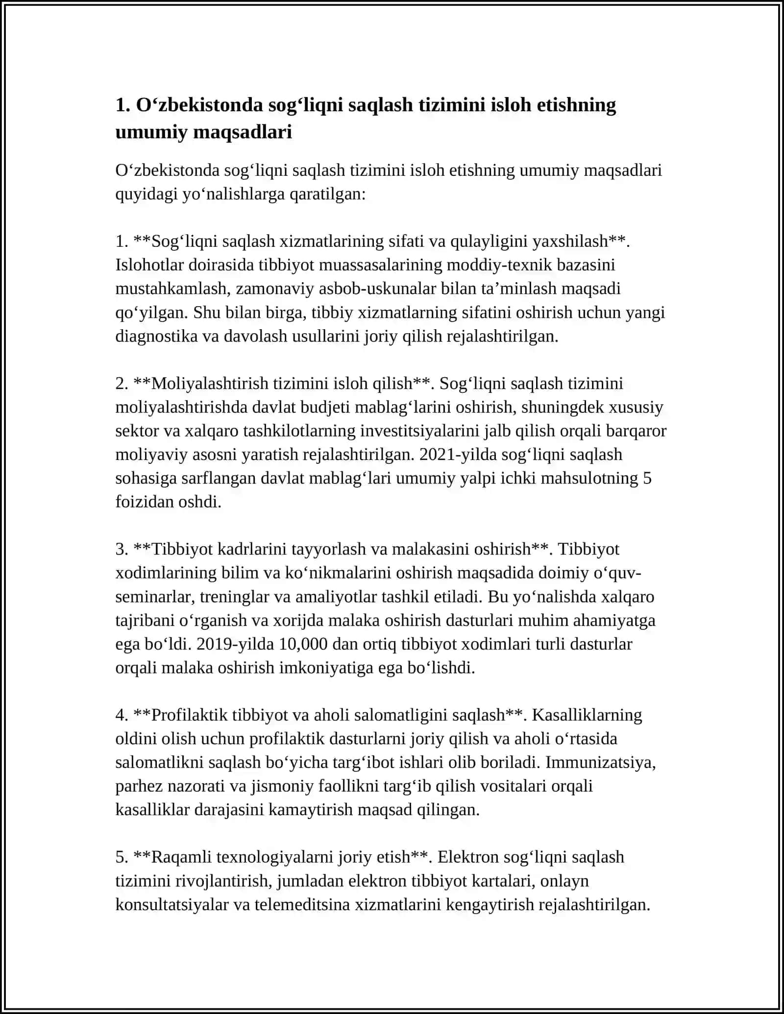 O‘ZBEKISTONDA SOG‘LIQNI SAQLASH TIZIMINI ISLOH ETISHNI STRATEGIK DASTURI VA HUQUQIY-INSTITUTSIONAL ASOSLARI 3