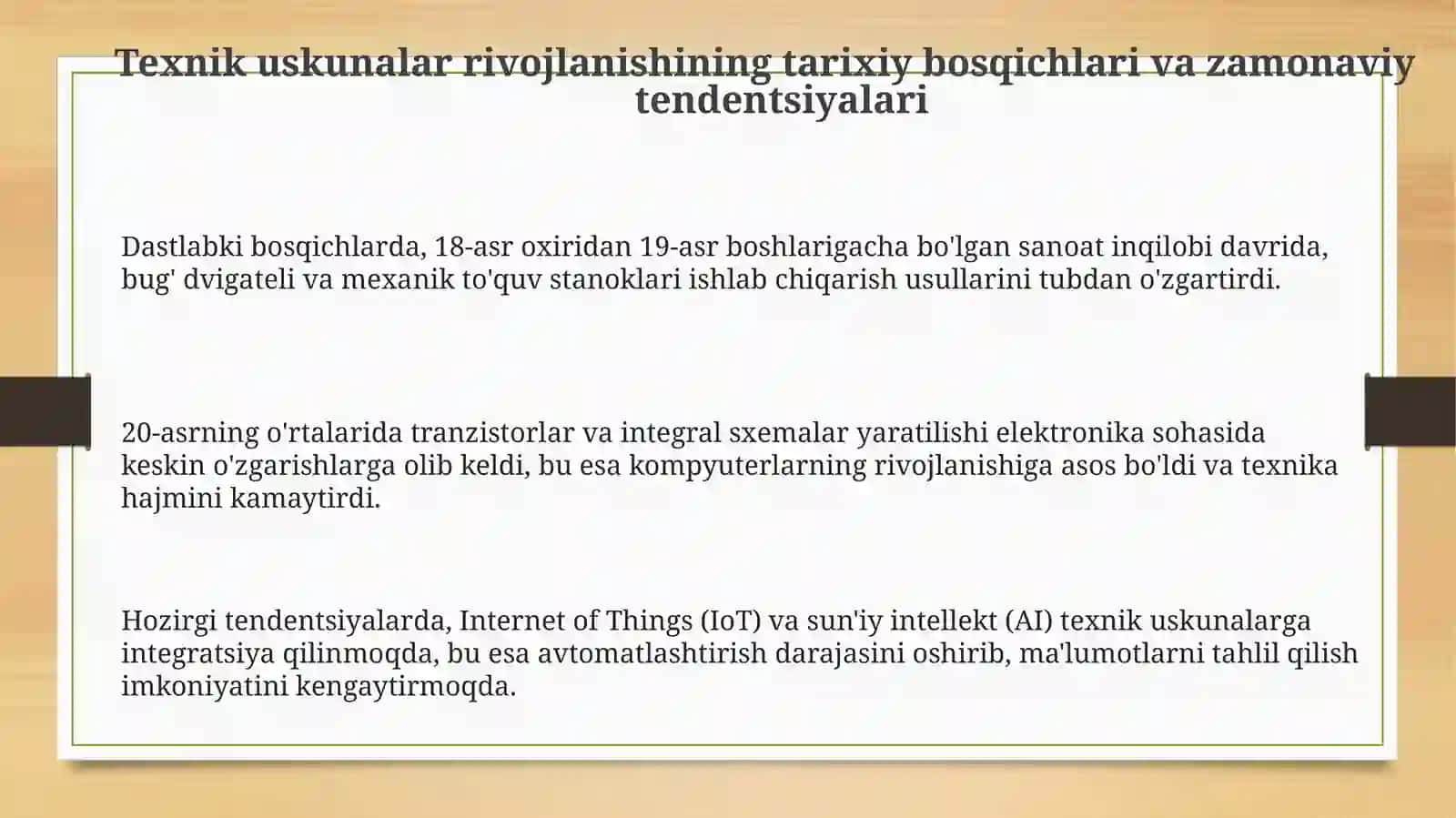 Texnikvositalarning rivojlanishtendensiyalari 3