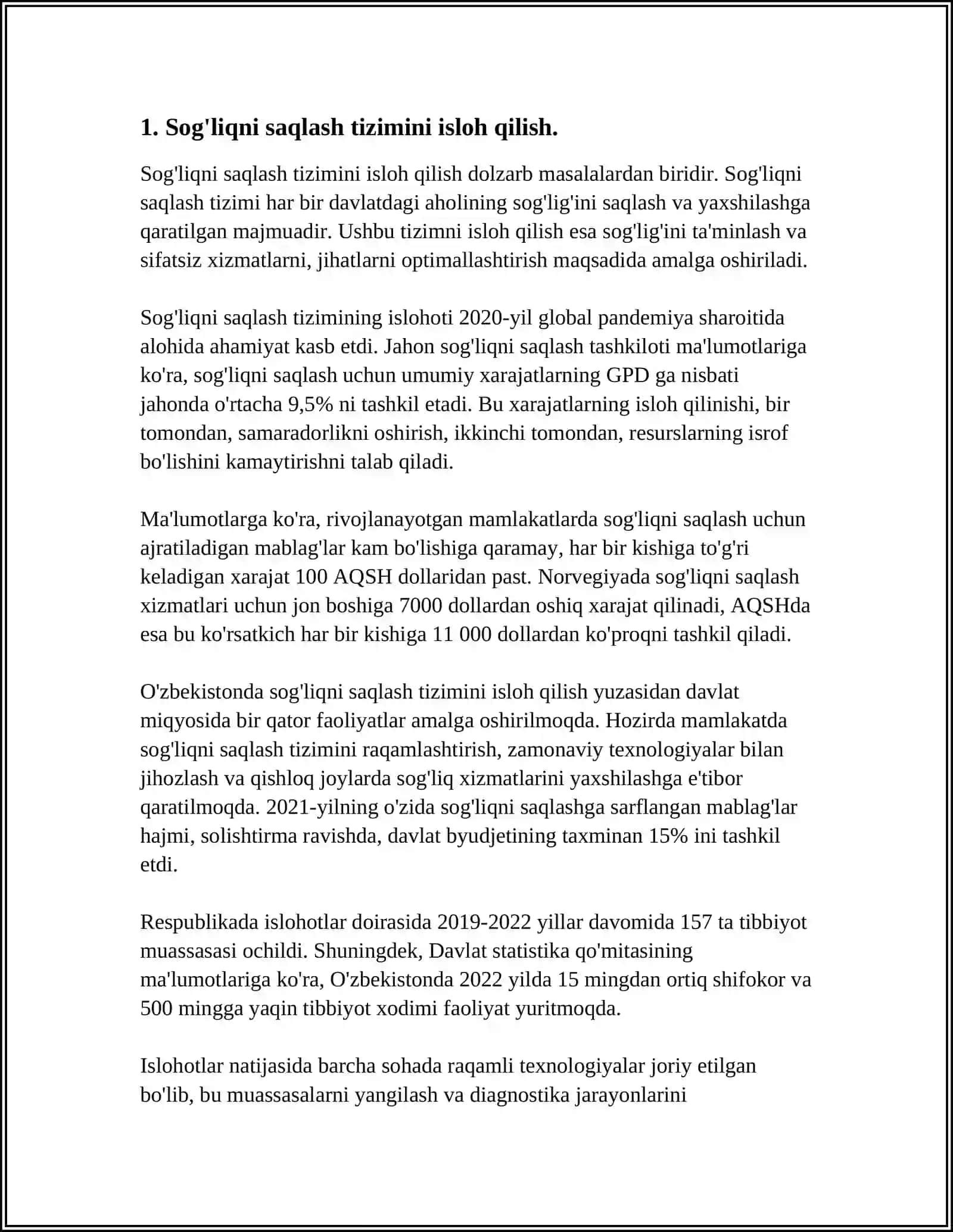 MUSTAQILIK YILLARIDA QOROQOLPOQSTON RESPUBLIKASIDA AMALGA OSHIRILAYOTGAN ISLOHALAR 3