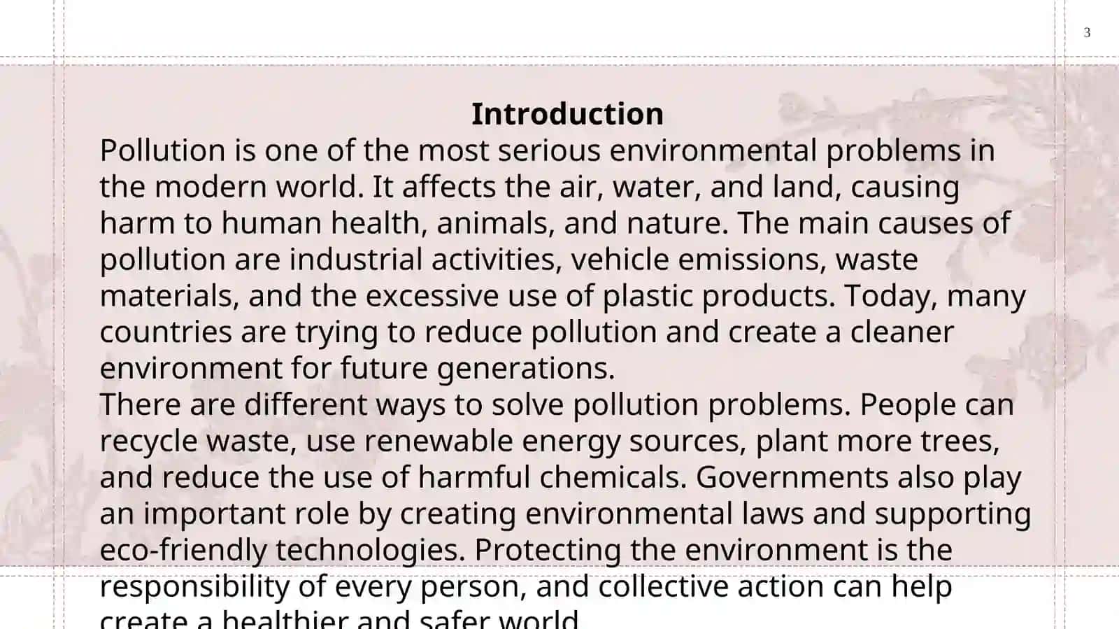 Solutions to pollution. 3