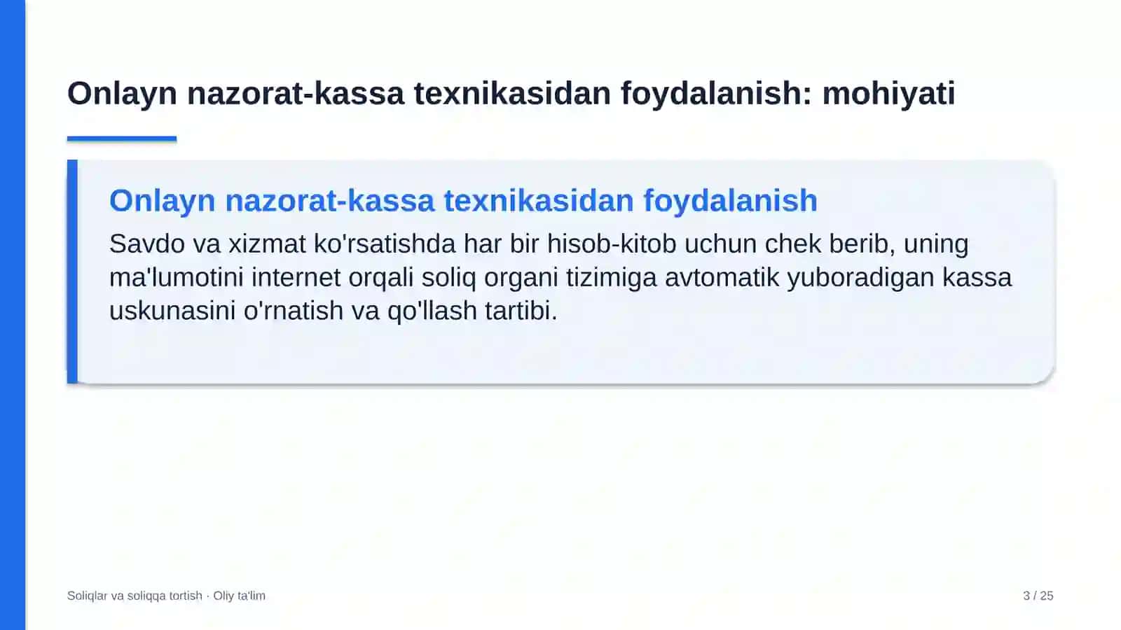SOLIQLAR VA SOLIQQA TORTISH · OLIY TA'LIM 3
