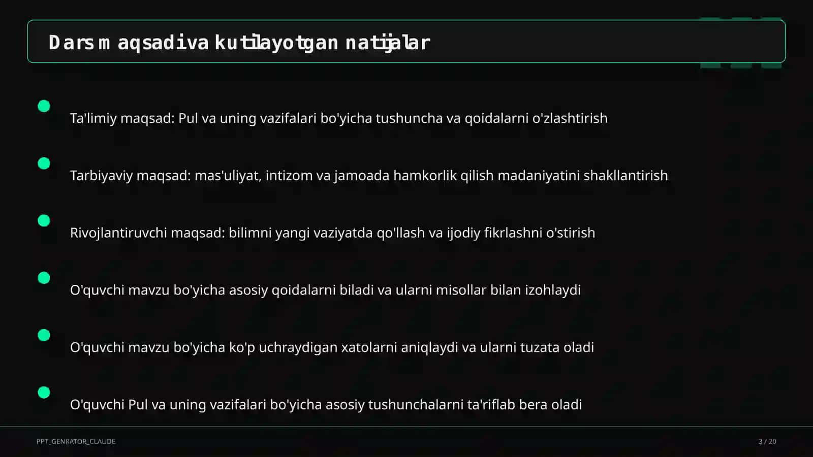 Pul va uning vazifalari (9-sinf) 3