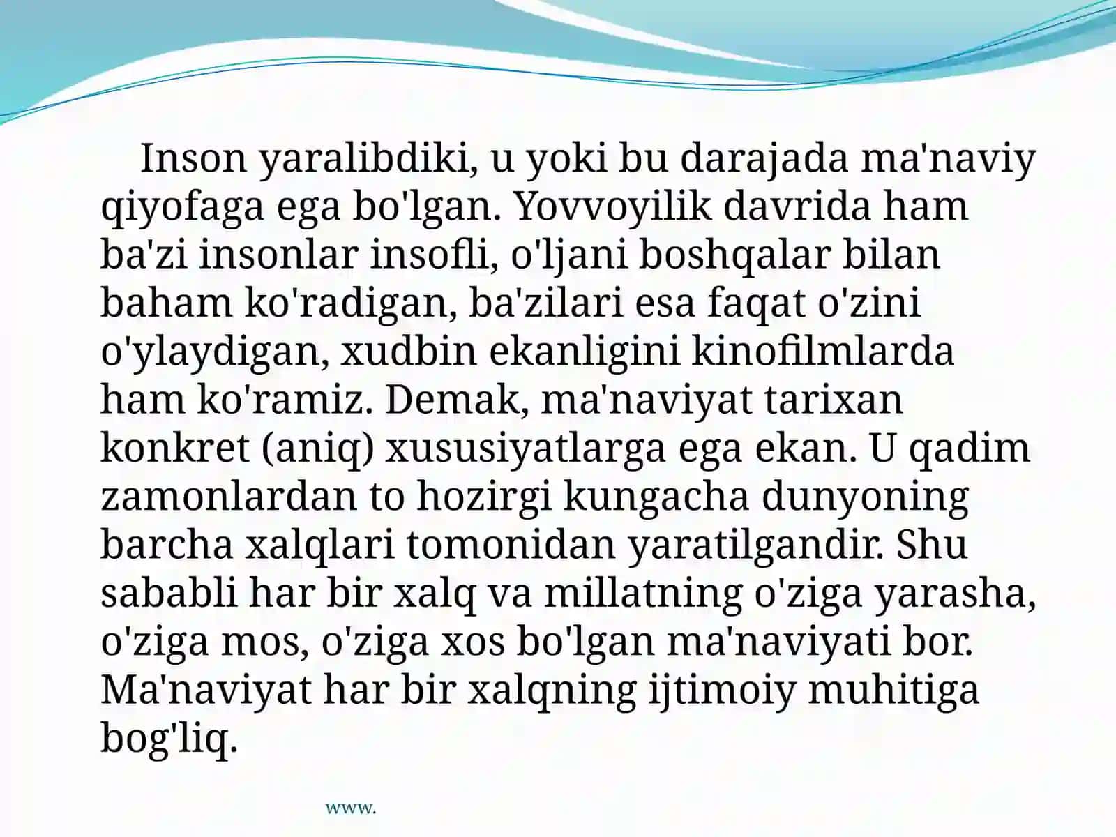 Milliy va Umumiy Soniy Qadriyatlar 3