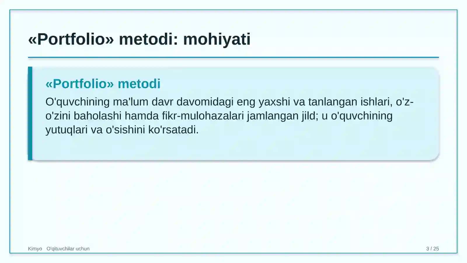 kimyo darslarida portfolio metodidan foydalanish 9860 3