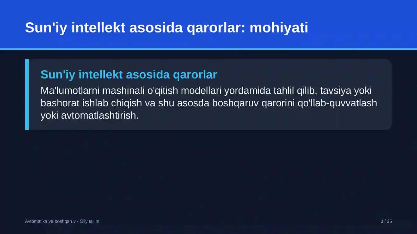 Kompyuter grafikasi studiyalarida sun'iy intellekt asosida qarorlar qabul qilish 3