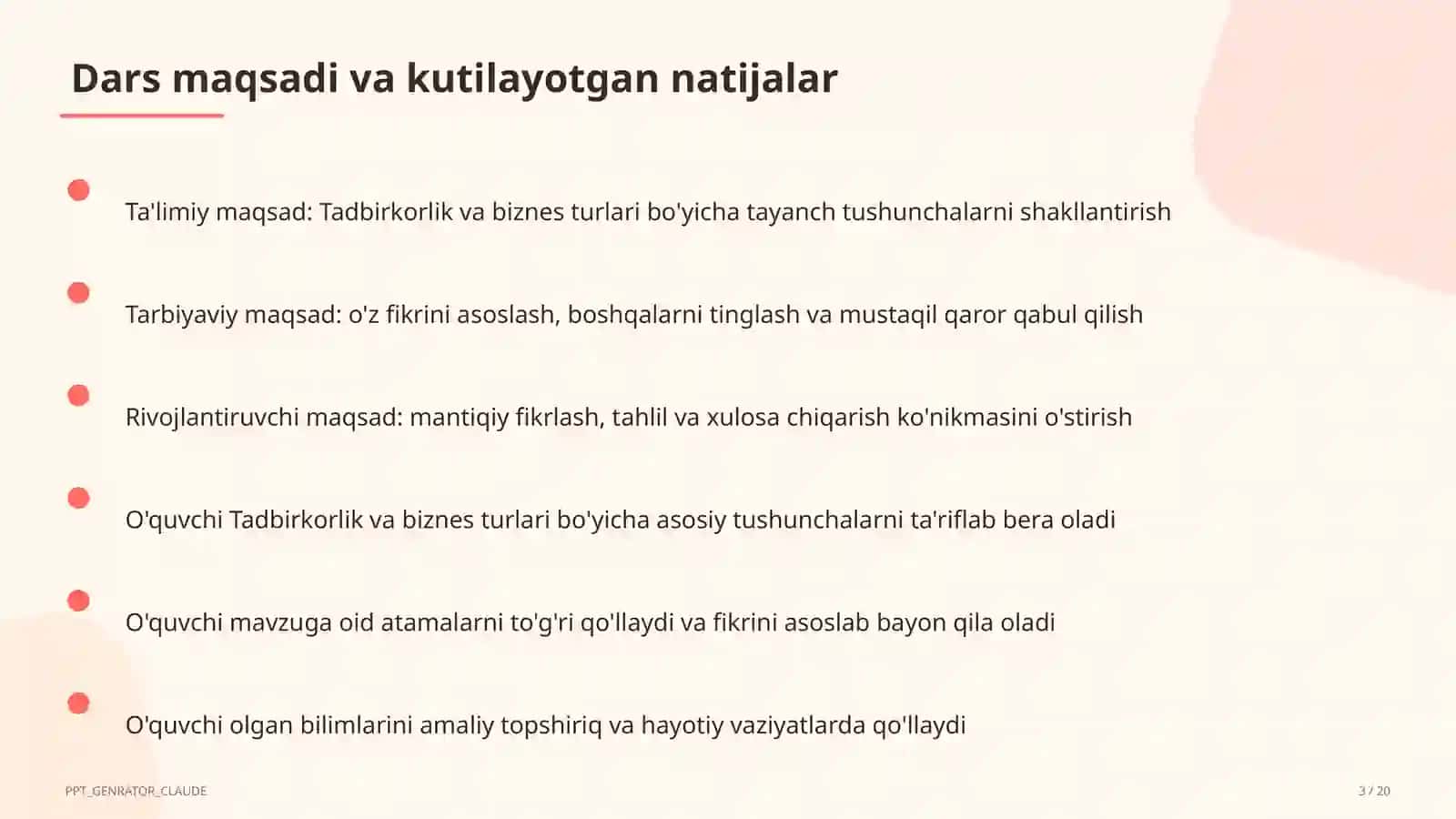 Tadbirkorlik va biznes turlari (10-sinf) 3