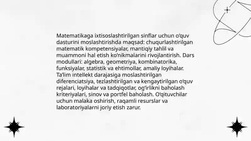Matematikaga ixtisoslashtirilgan sinflarda oʻqitishni tashkil etish 3