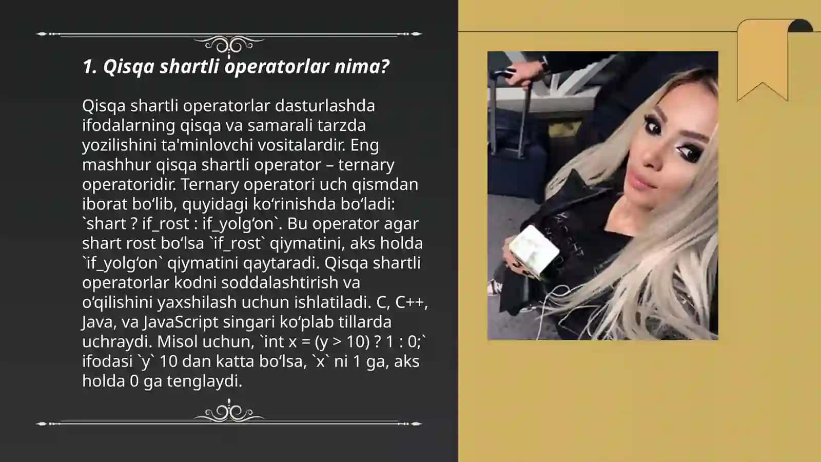 Qisqa shartli operatorlar bilan ishlash 3