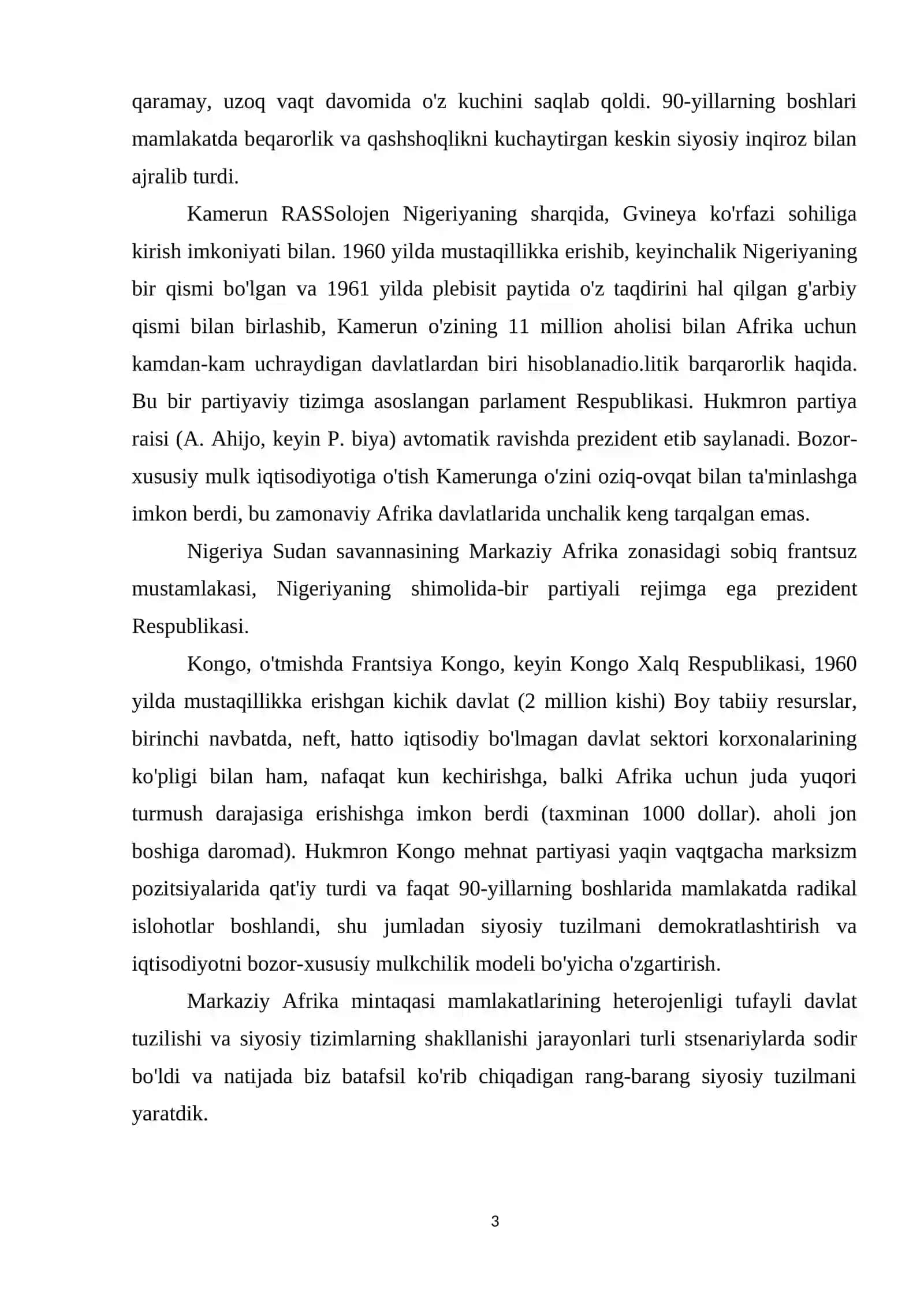 MARKAZIY AFRIKA UMUMIY IQTISODIY GEOGRAFIK VA TURISTIK TAVSIFI 3