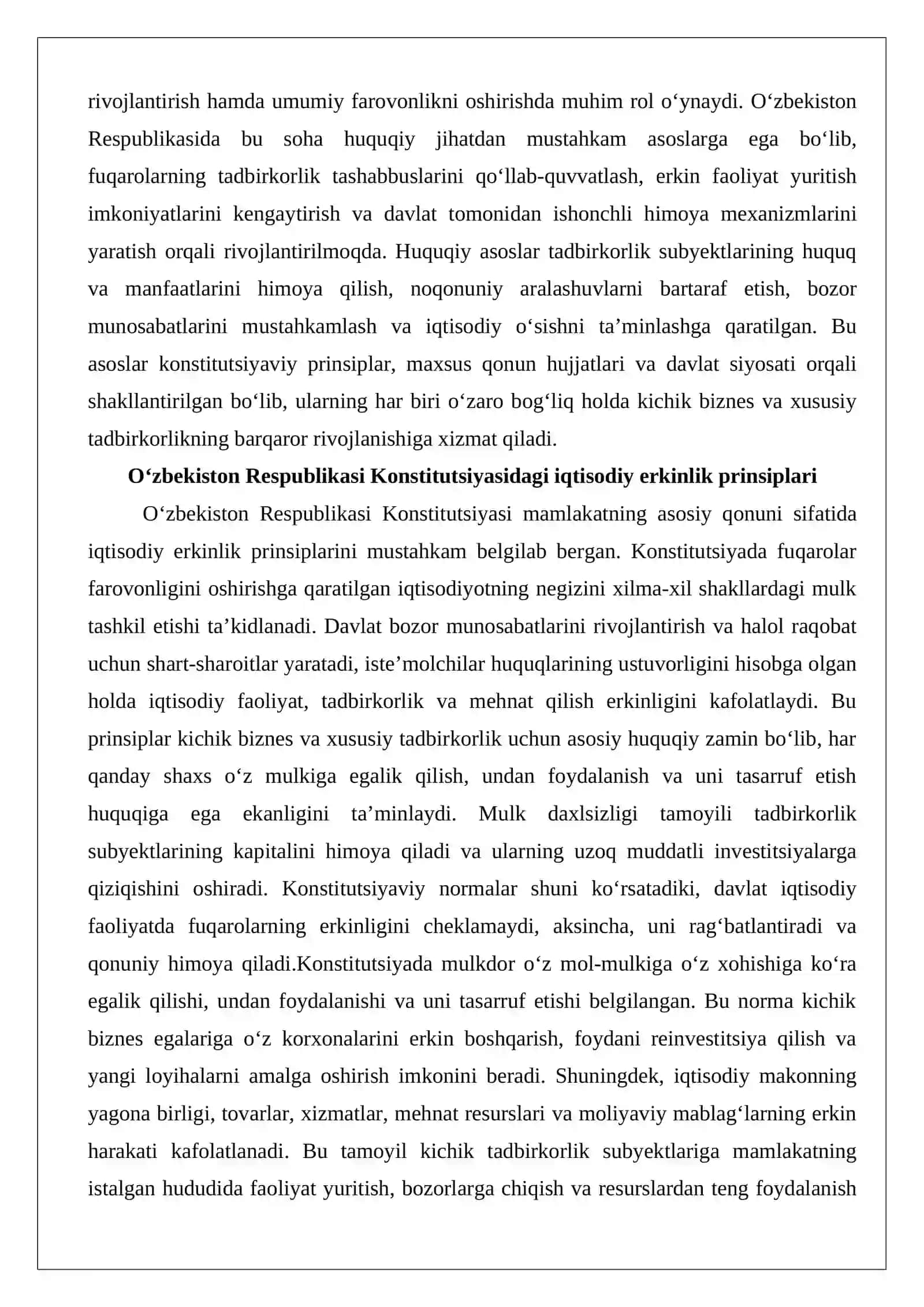 O‘zbekistonda kichik biznes va xususiy tadbirkorlikni rivojlantirish siyosati 3