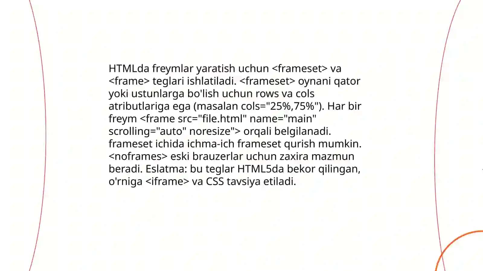 HTMLda freymlar hosil qilish 3