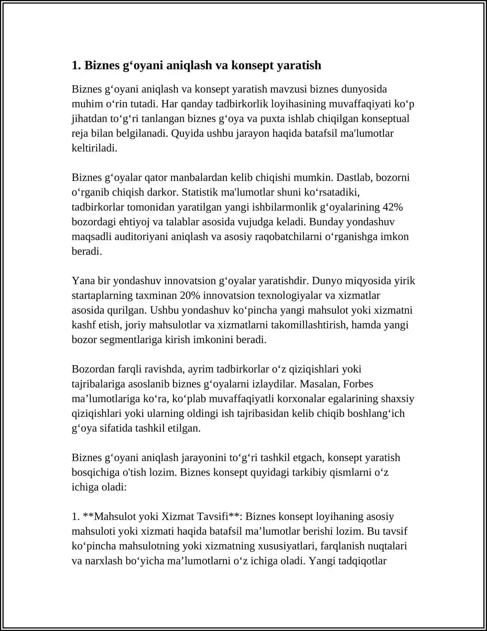 BIZNES REJA TUZISH VA UNI AMALYOTDA TADBIQ ETISH JARAYONLARI 3
