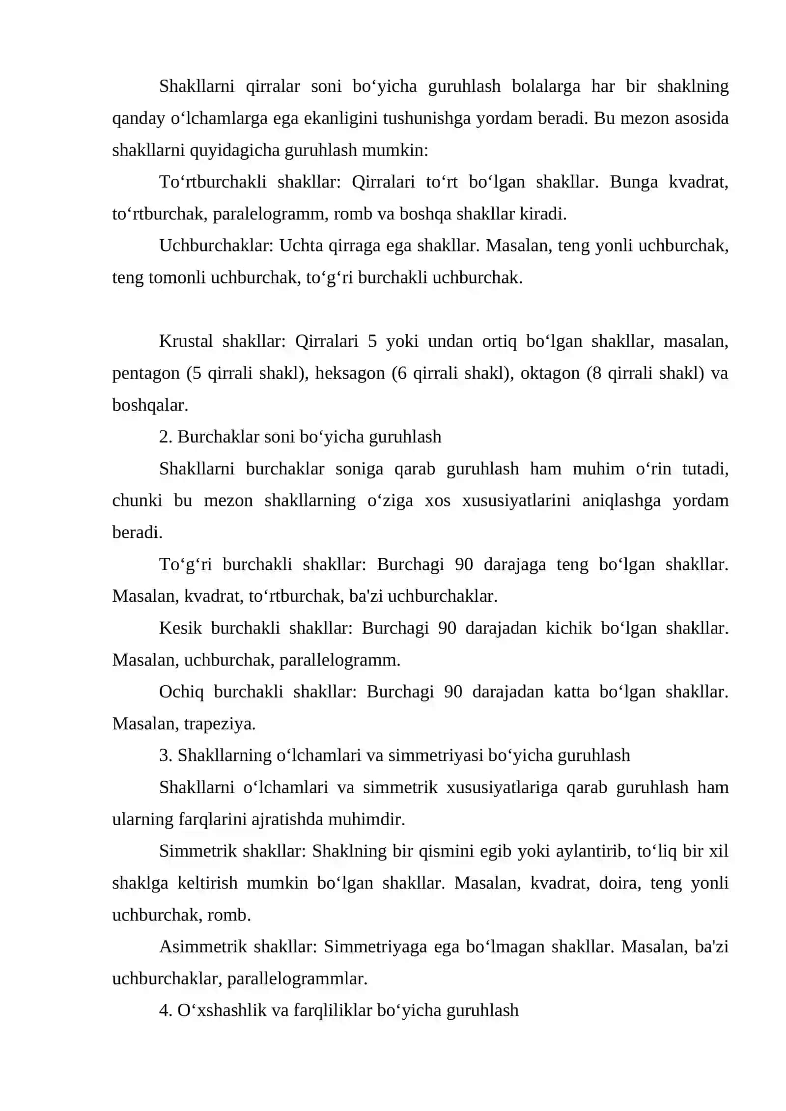 Geometrik shakllarni guruhlash mezonlari 3