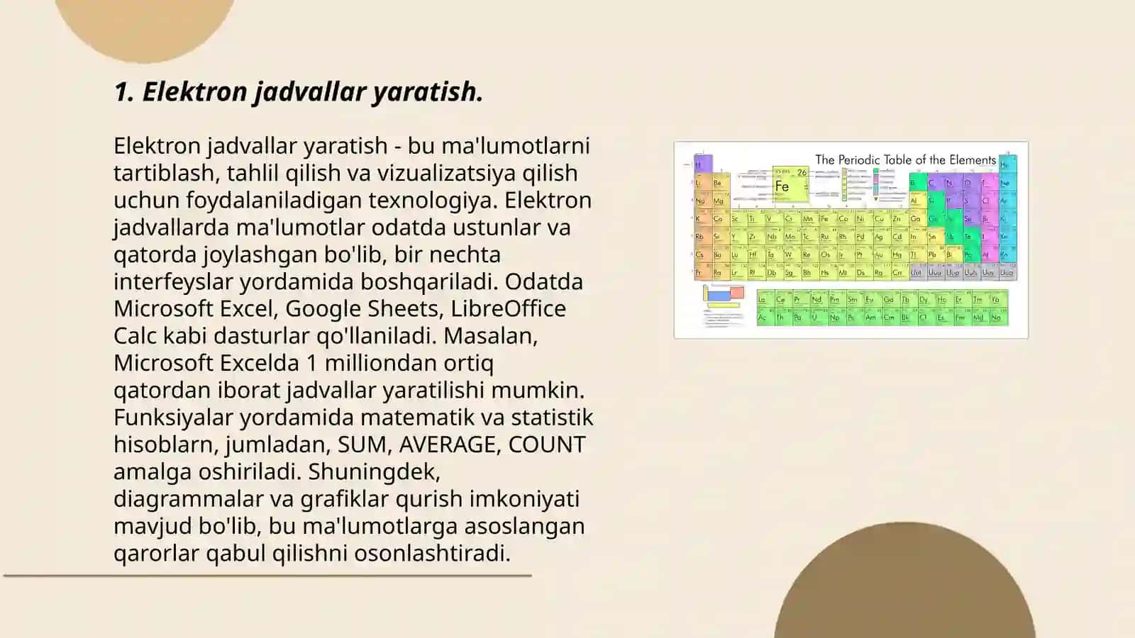 Statistik ma’lumotlarni elektron jadvallar yordamida qayta ishlash 3