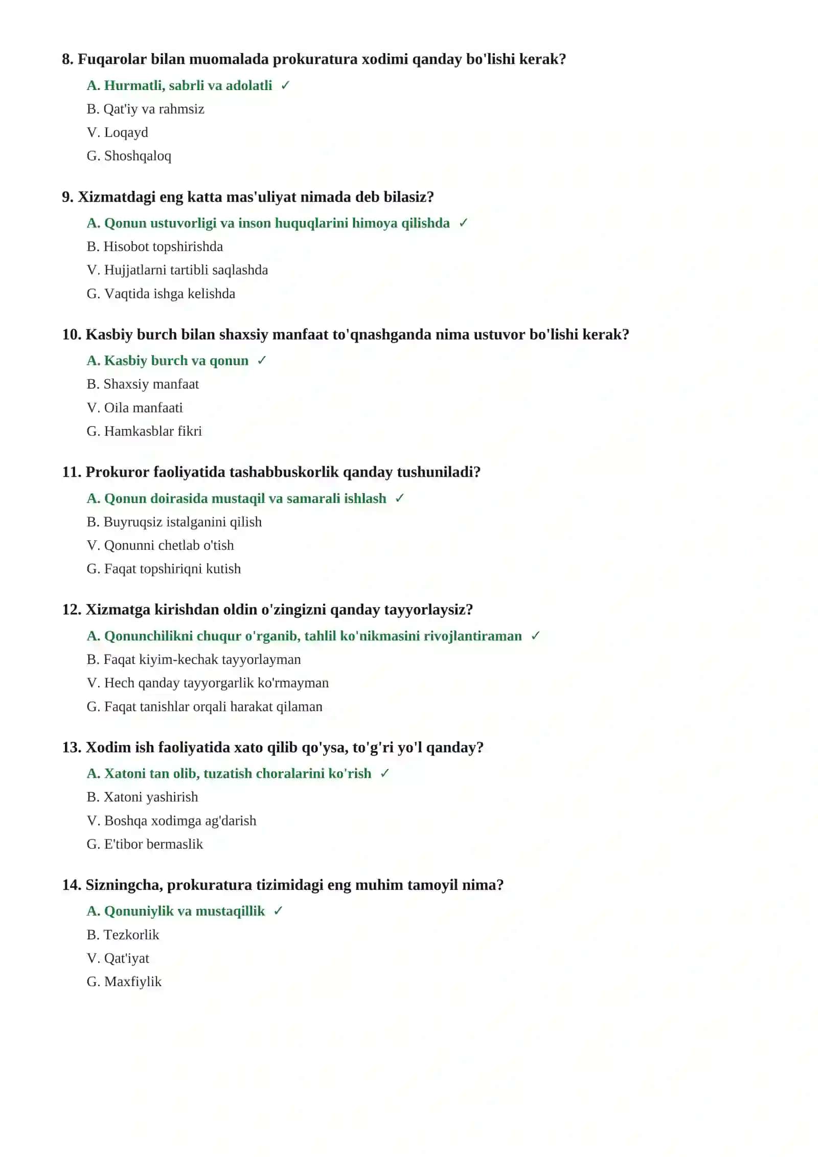 Prokuratura test savollari 2026 3