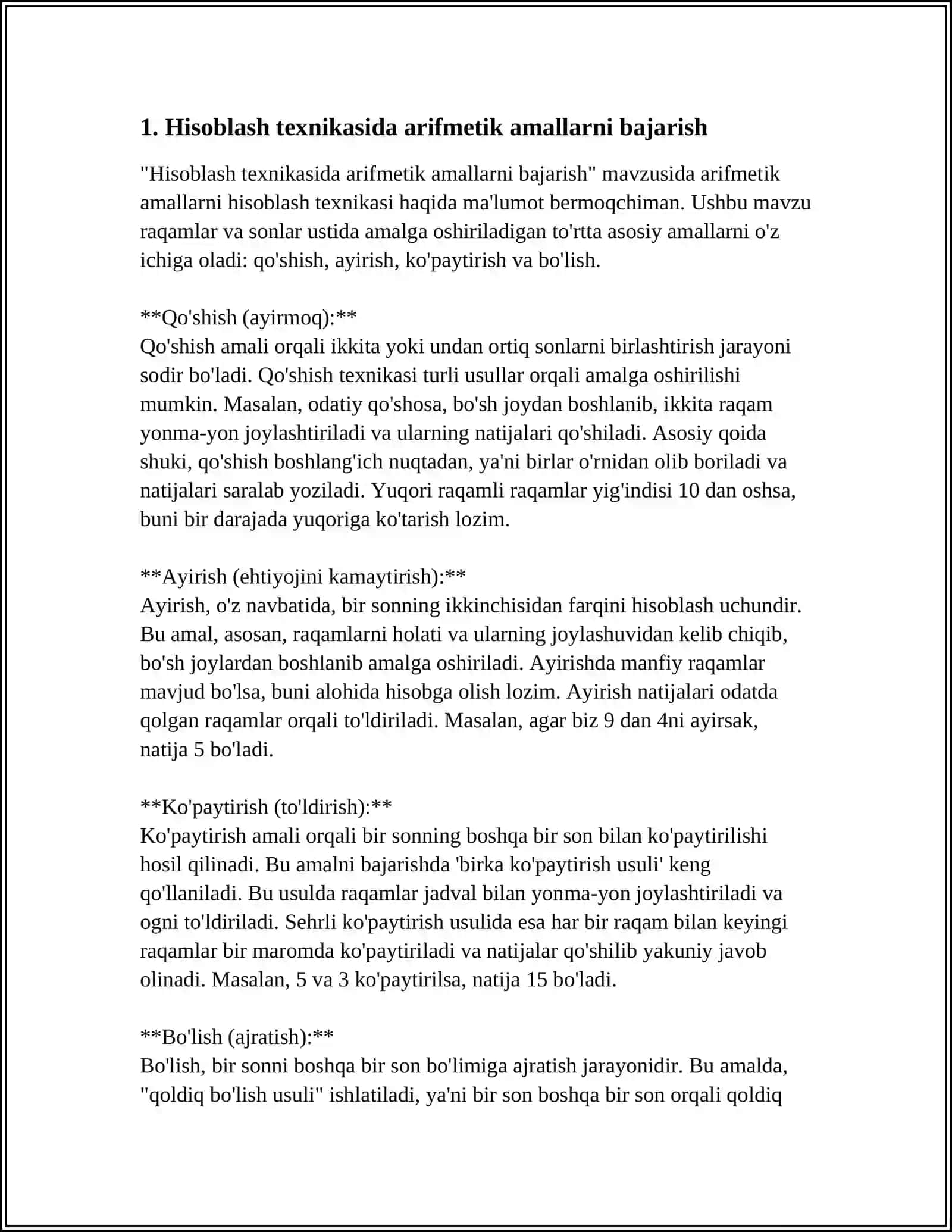HISOBLASH TEXNIKASIDA AXBOROTNI QAYTA ISHLASHNING ARIFMETIK ASOSLARI 3