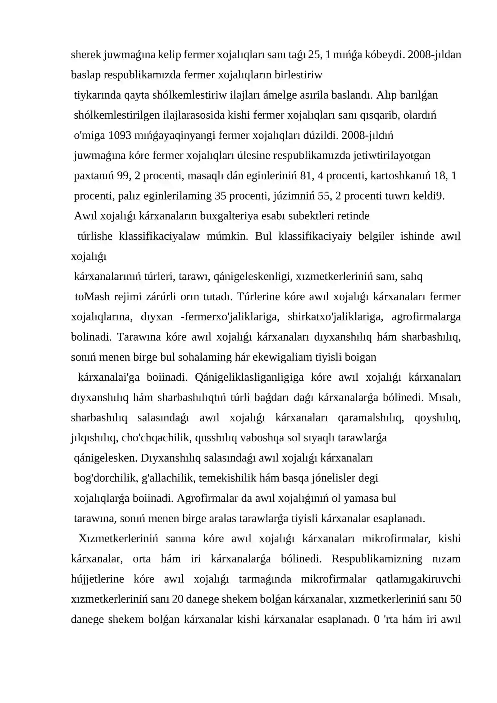 Awıl xojalıq kárxanalarında buxgalteriya esabın shólkemlestiriw tiykarları 3