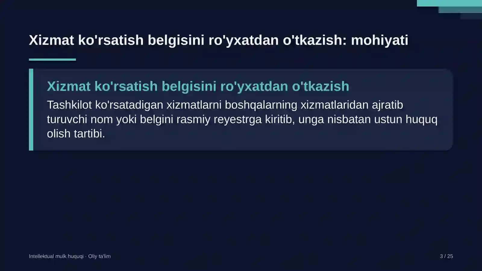 xolding kompaniyalarida xizmat ko'rsatish belgisini ro'yxatdan o'tkazish 8734 3