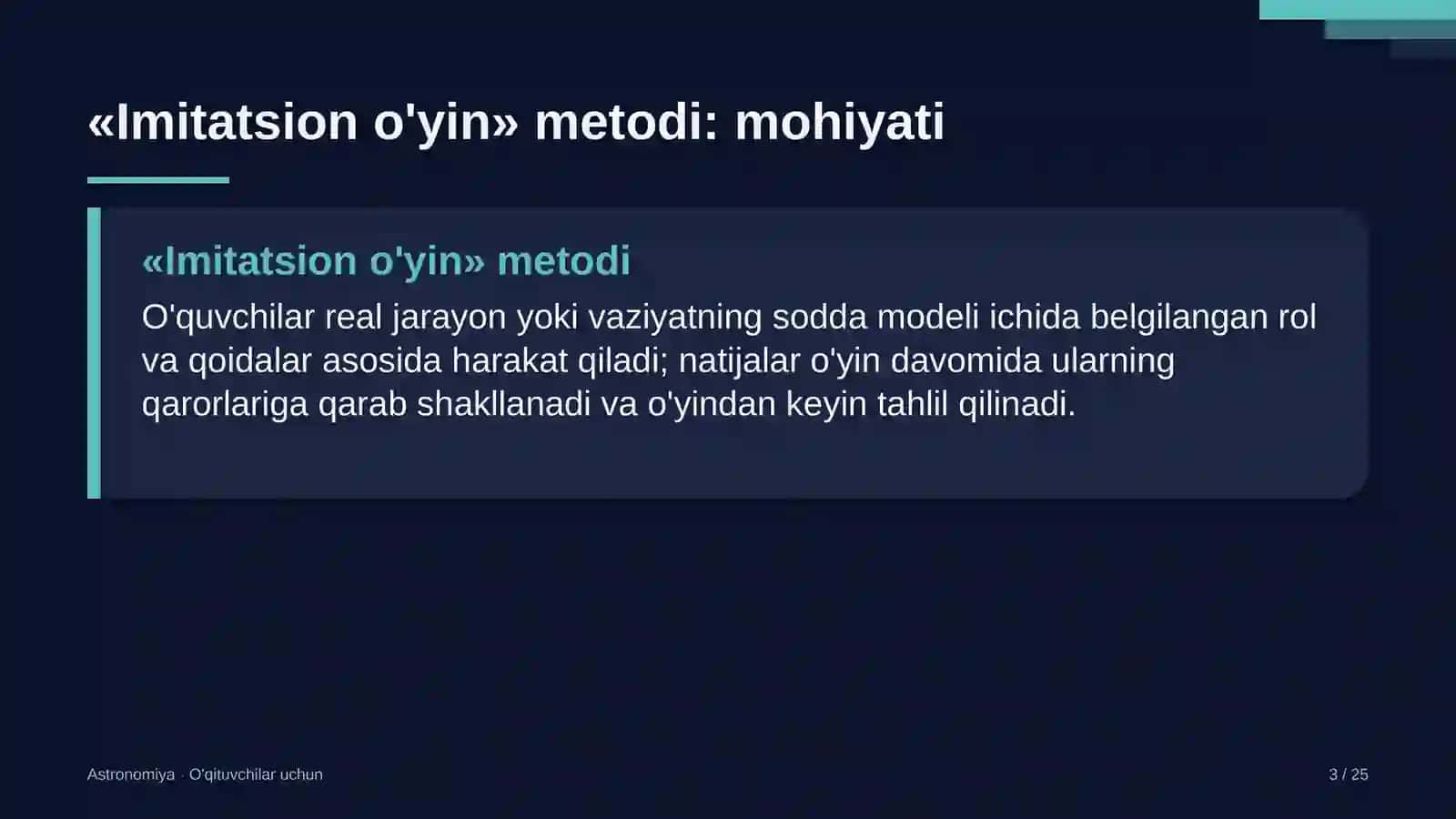 astronomiya darslarida imitatsion o'yin metodidan foydalanish 9905 3