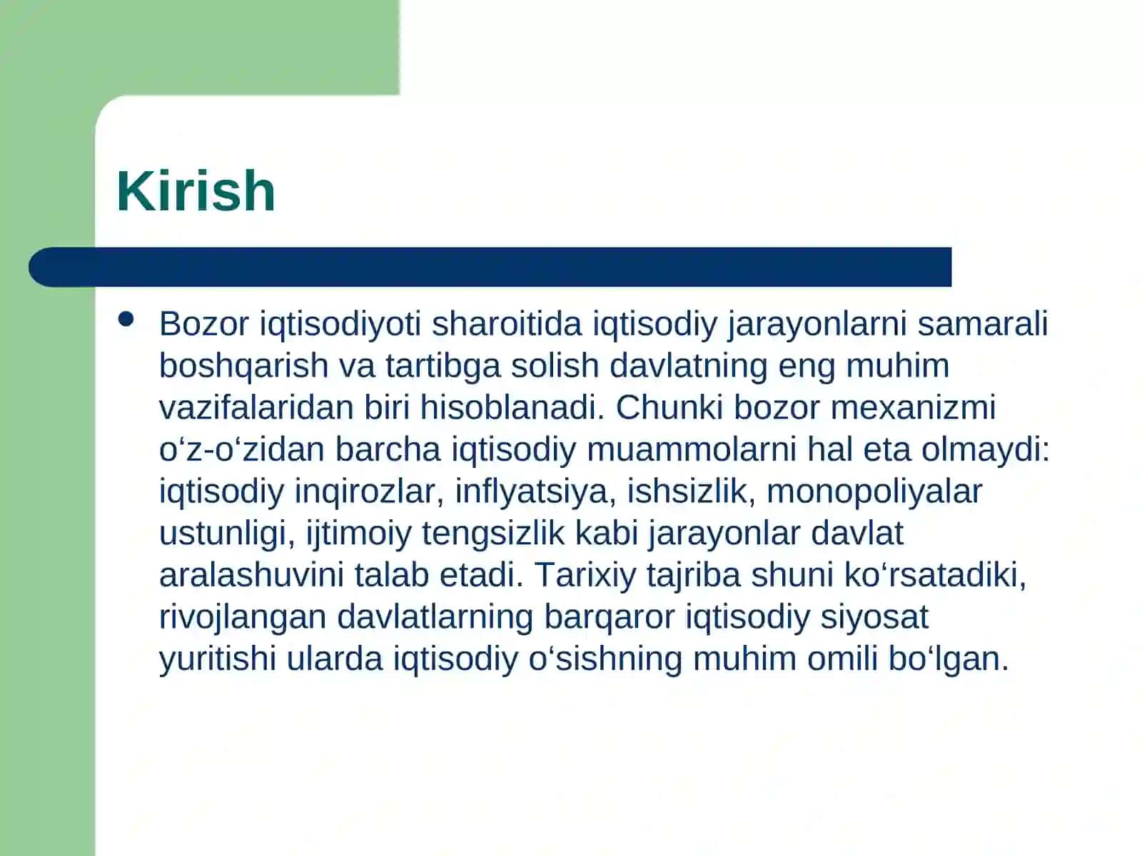 Davlatning iqtisodiy jarayonlarni tartibga solishdagi roli 3