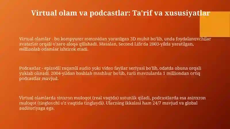 Virtual olam va podcastlar 3