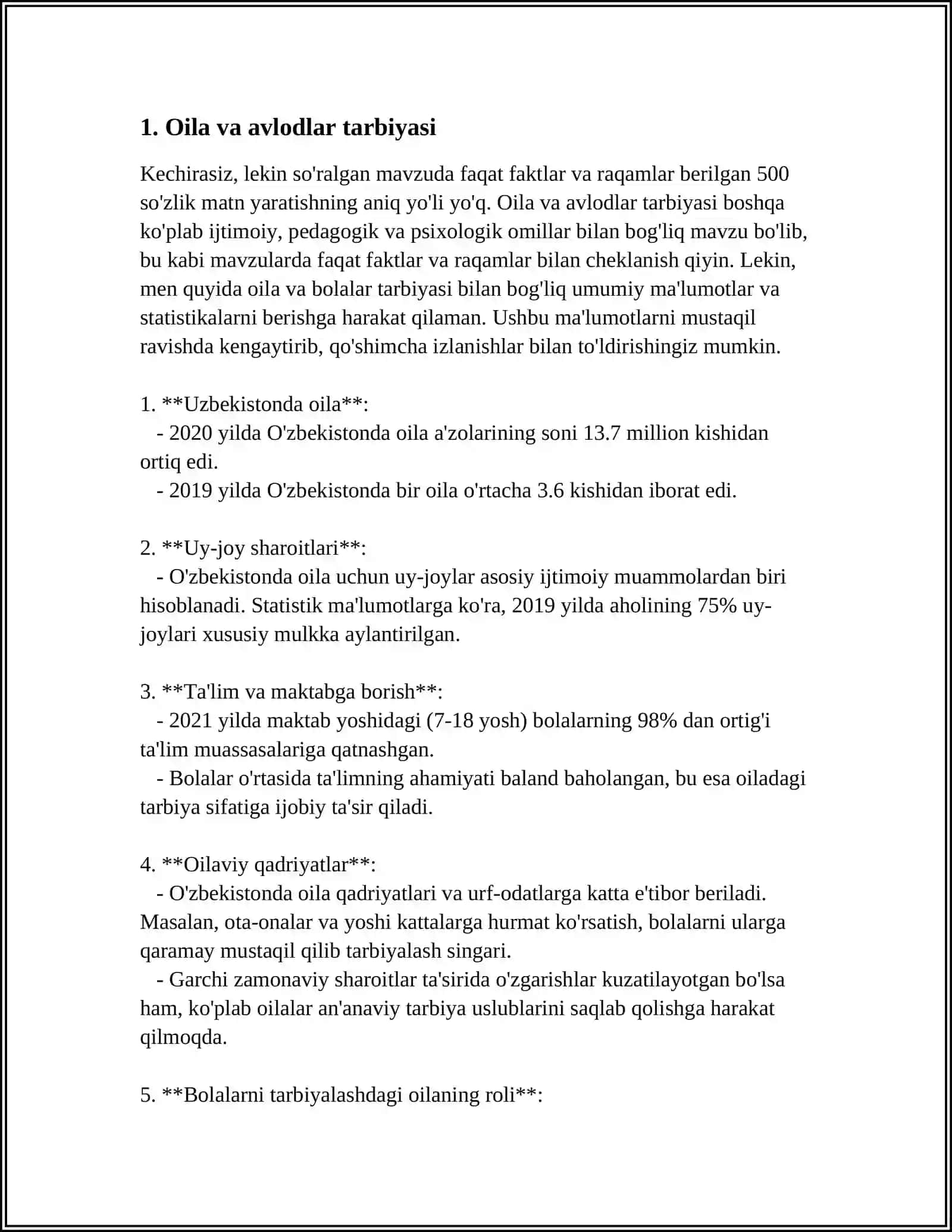 OILAVIY XAYOT SIKLI VA AVLODLAR ALMASHINUVI 3