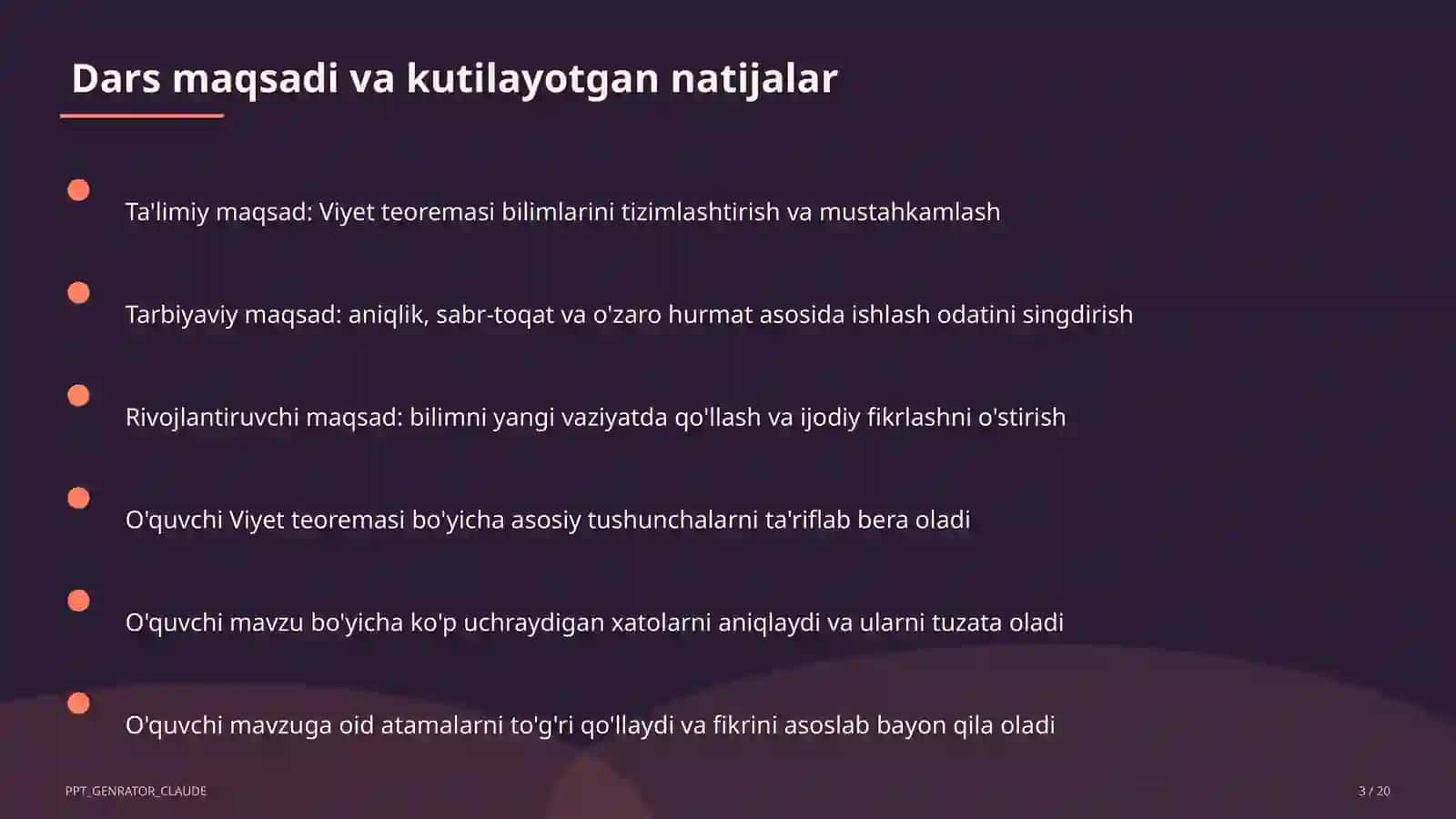 Viyet teoremasi (8-sinf) 3