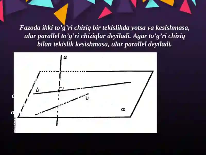 Tekislikning parallel va perpendikulyarligi. 3