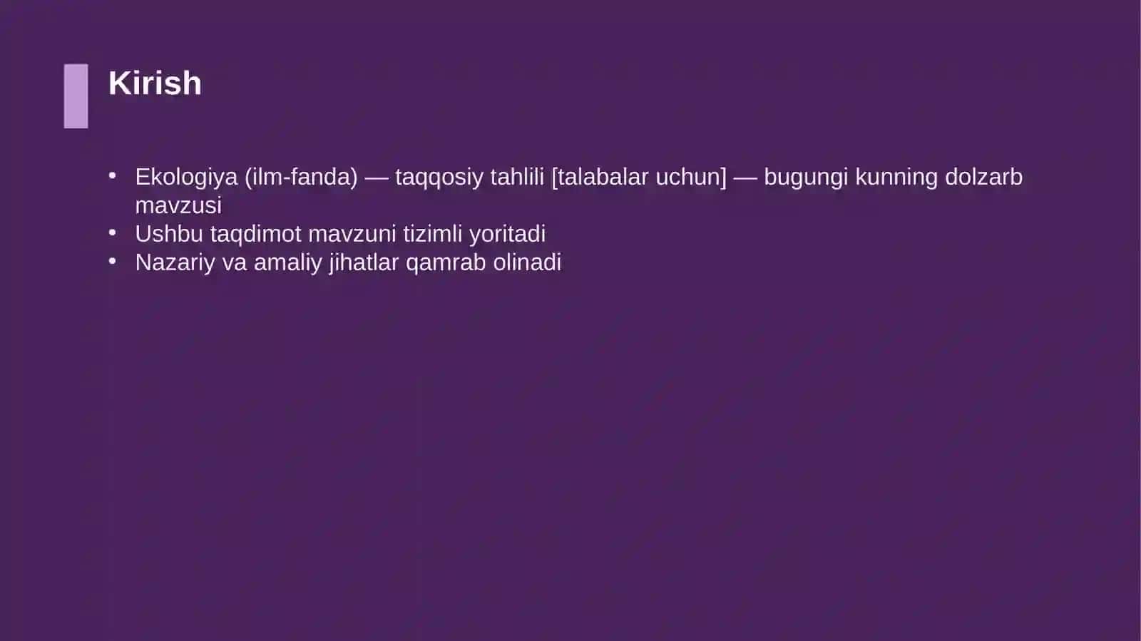 Ekologiya (ilm-fanda) — taqqosiy tahlili [talabalar uchun] 3