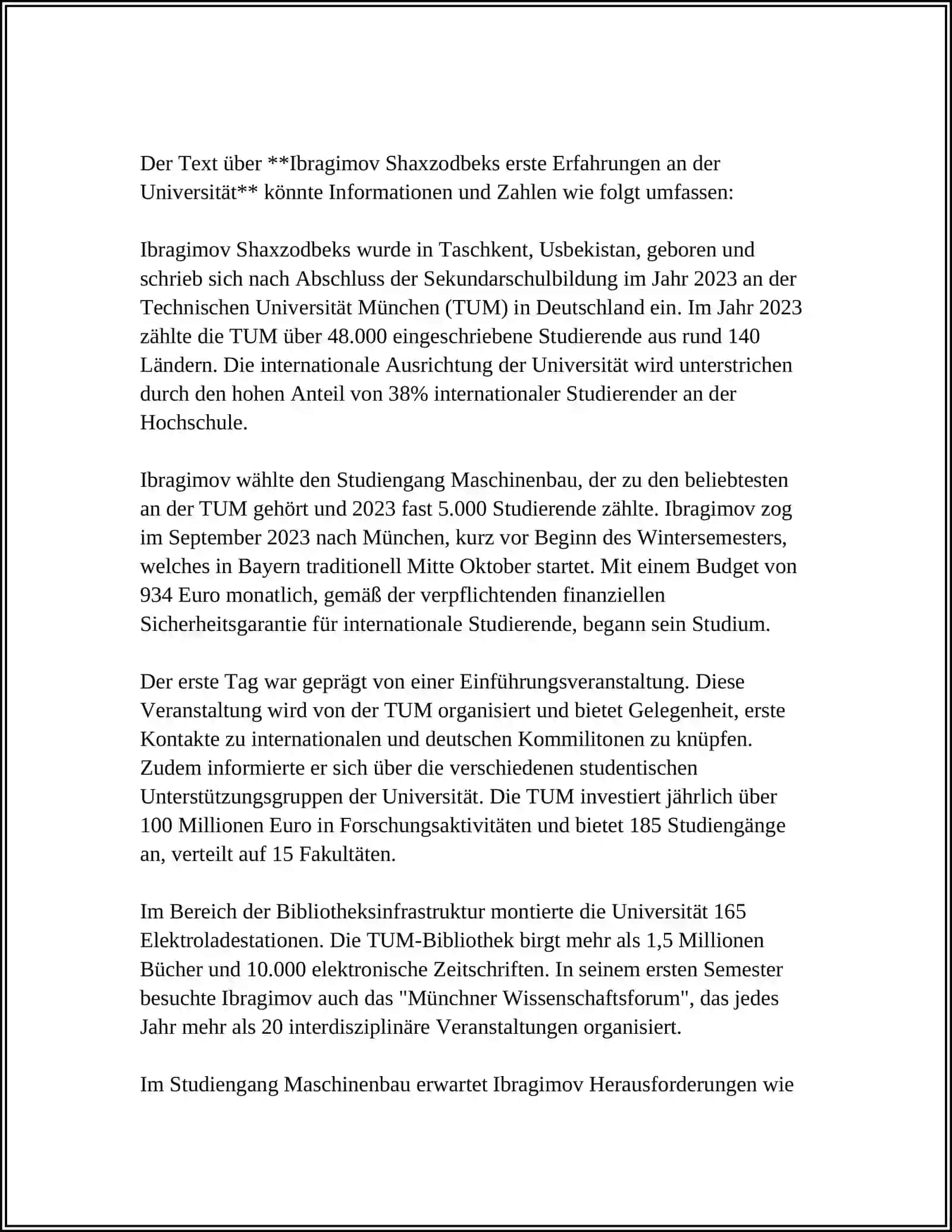 Ibragimov Shaxzodbeks erste Erfahrungen an der Universität 3