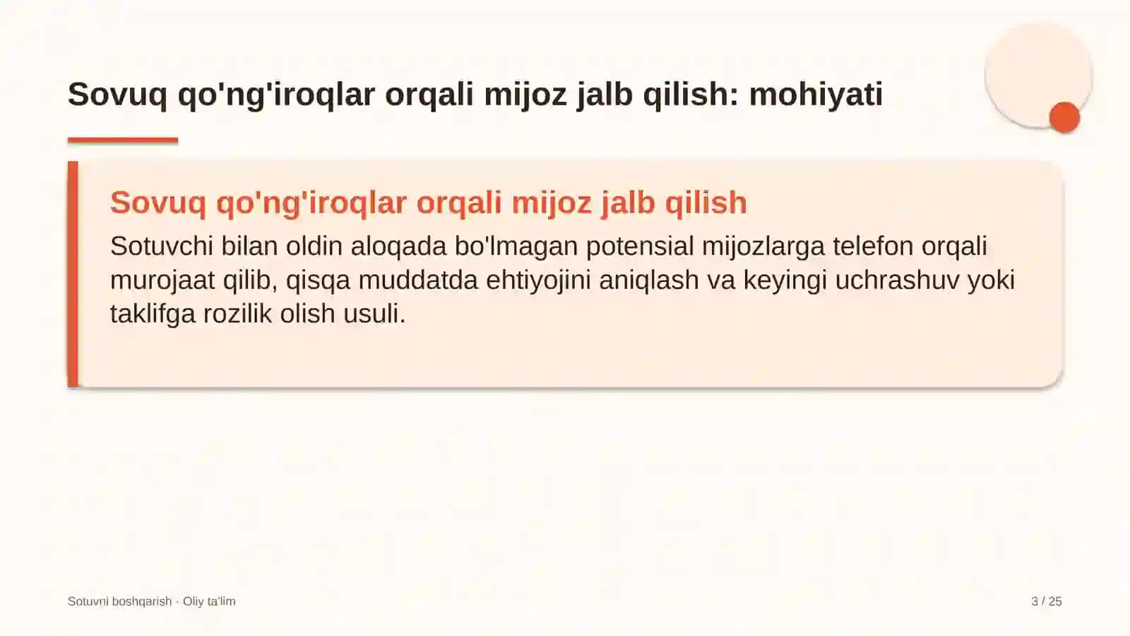 savdoda sovuq qo'ng'iroqlar orqali mijozlarni jalb qilish 1012 3