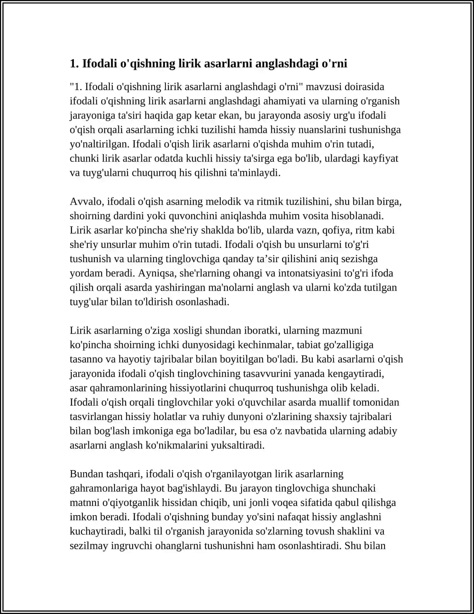 LIRIK ASARLARNI O'RGANISHDA IFODALI O'QISHNING O'RNI 3