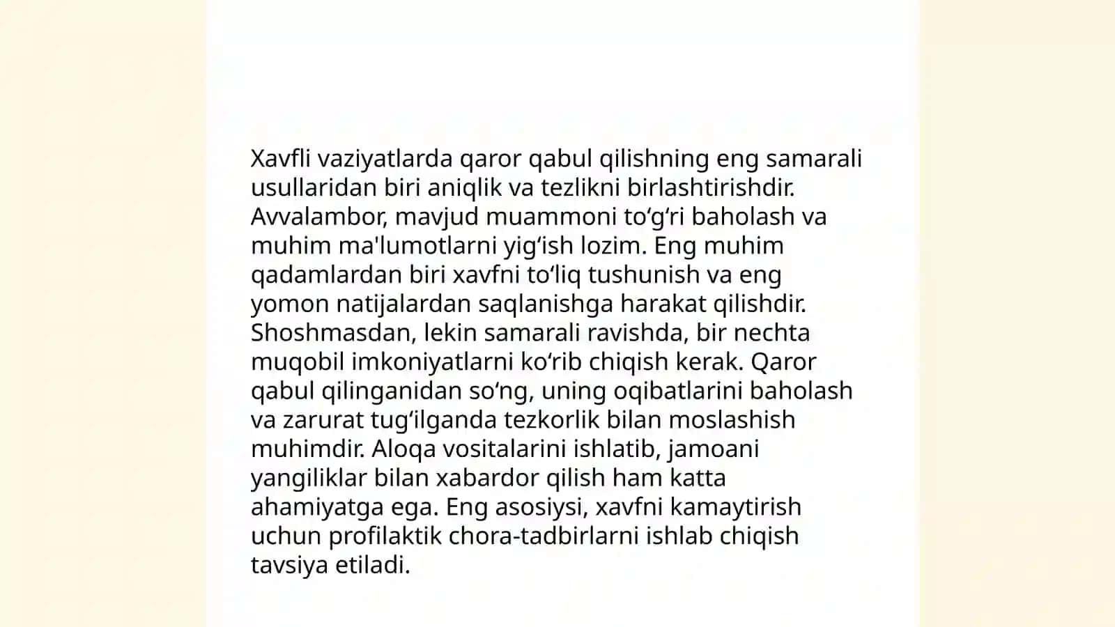 Xavfli vaziyatlarda nima qilish kerak 3