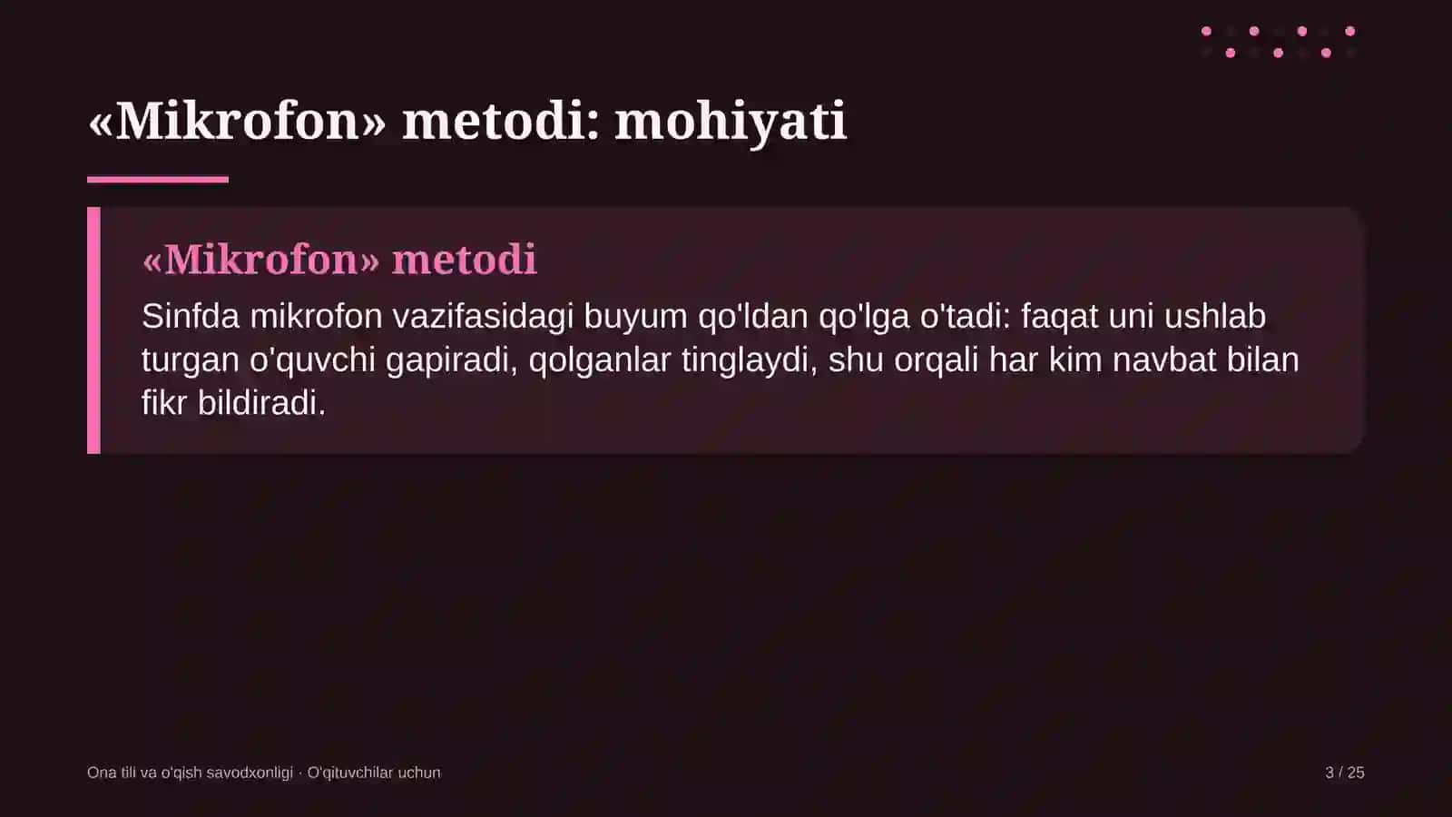 ona tili va o'qish savodxonligi darslarida mikrofon metodidan foydalanish 2755 3