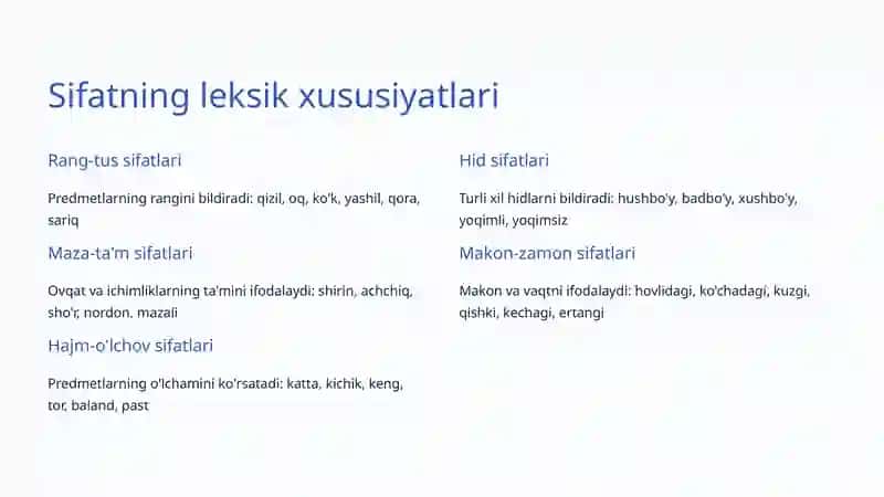 Sifatning Grammatik Xususiyatlari 3