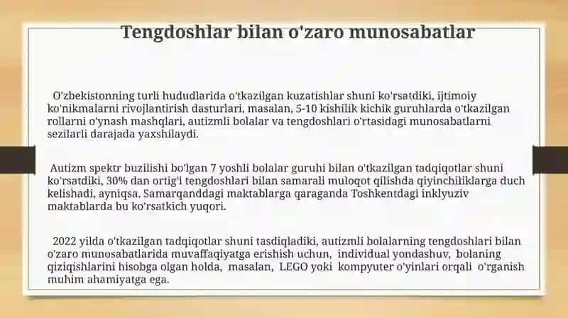 Autizim sindromli bolalar taʼlim tarbiyasi 3