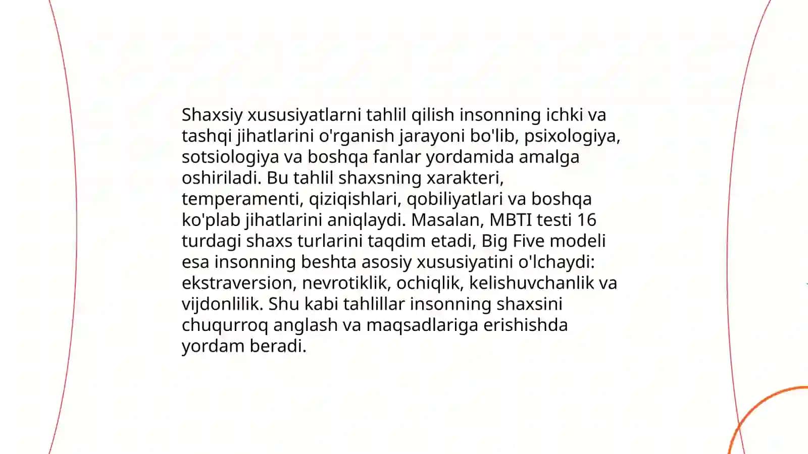 Shaxsiy xususiyatlarni tahlil qilish 3