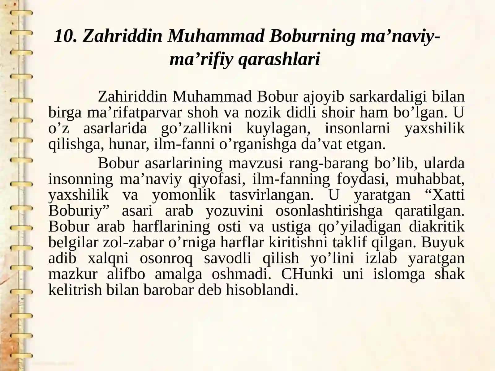 Zahiriddin Muhammad Bobur va boburiylar merosida tarbiyaga oid qarashlar 3