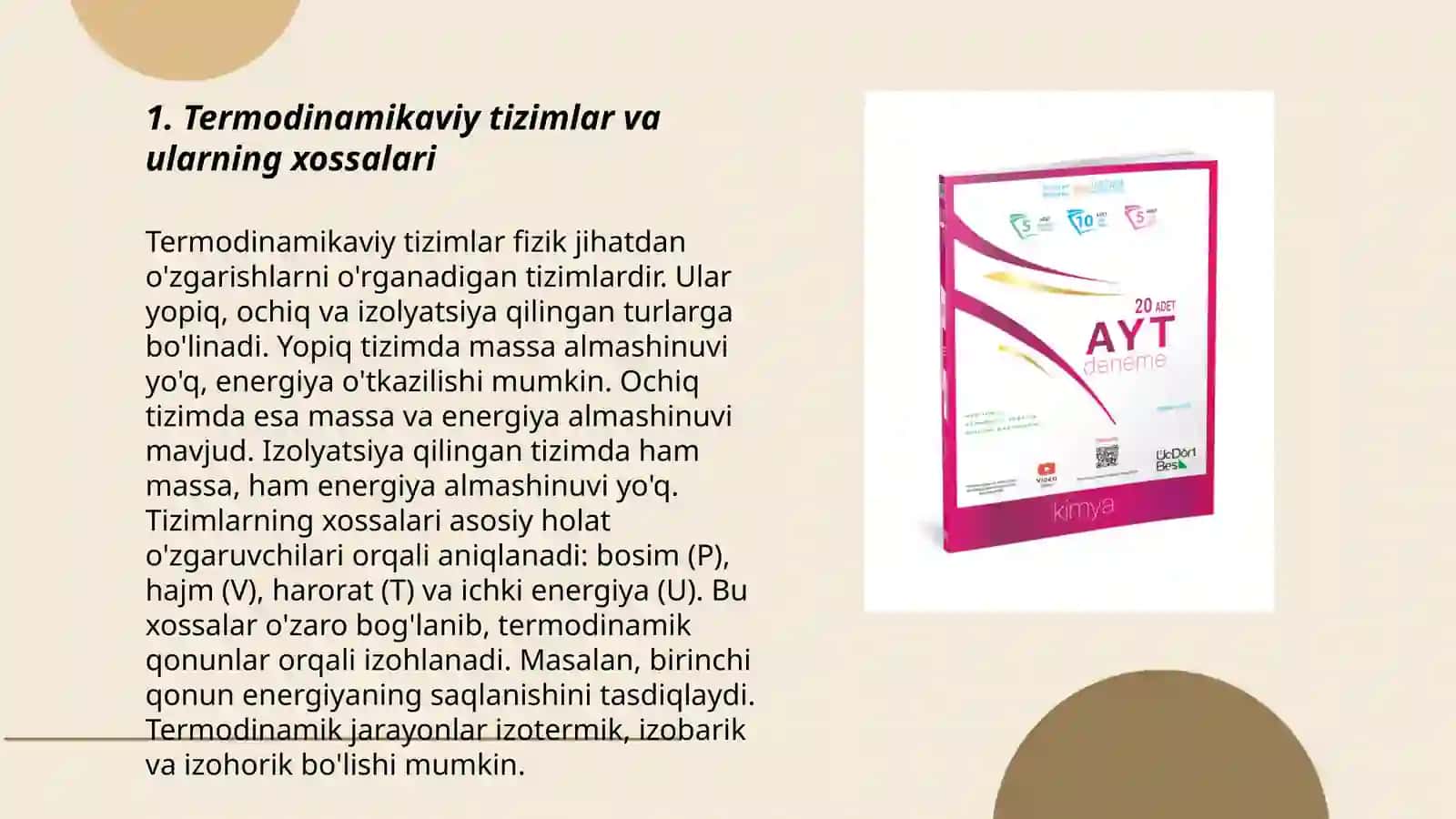Statistik termodinamikani fizik kimyoda termodinamik funksiyalarning qiymatlarini aniqlash 3