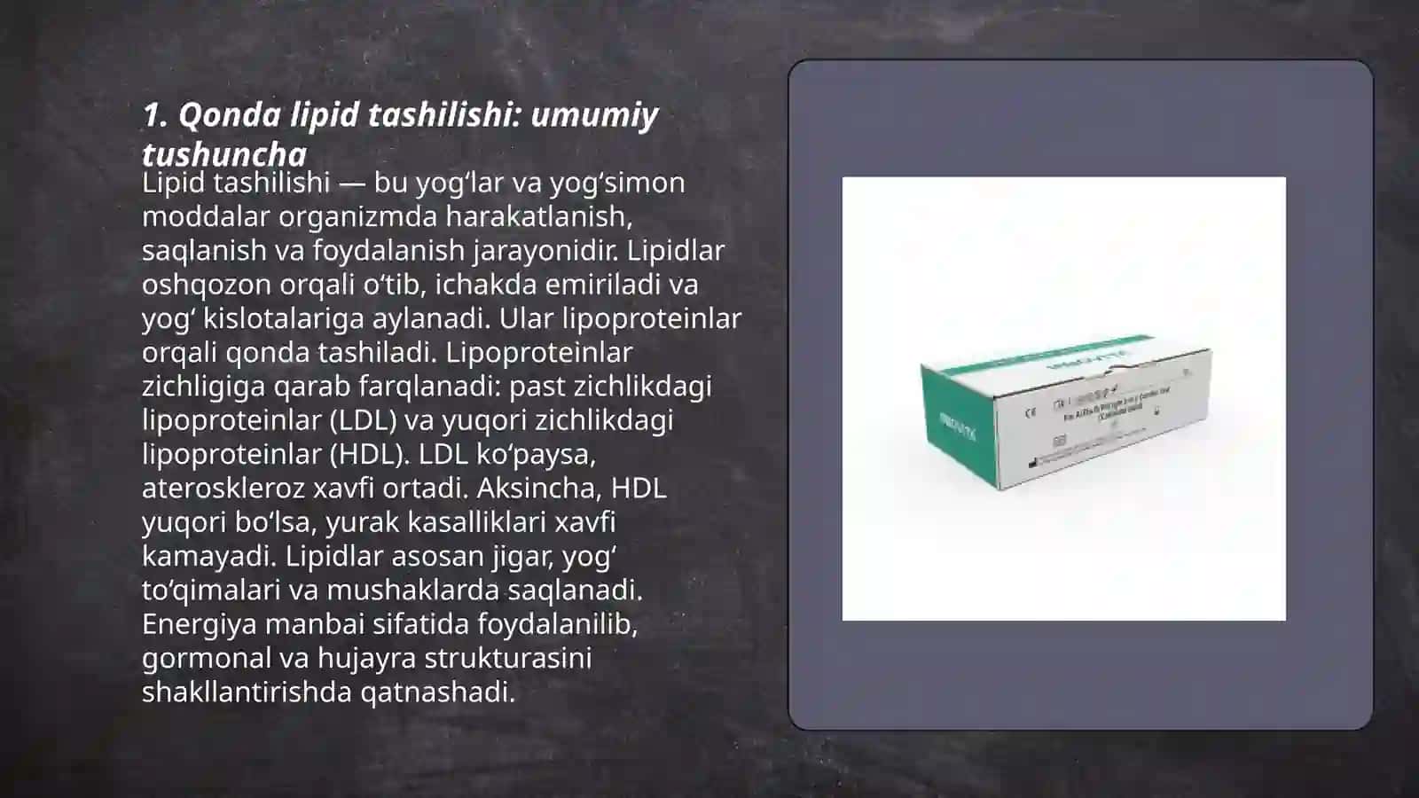 Qonda lipidlarni tashilish shakllari 3