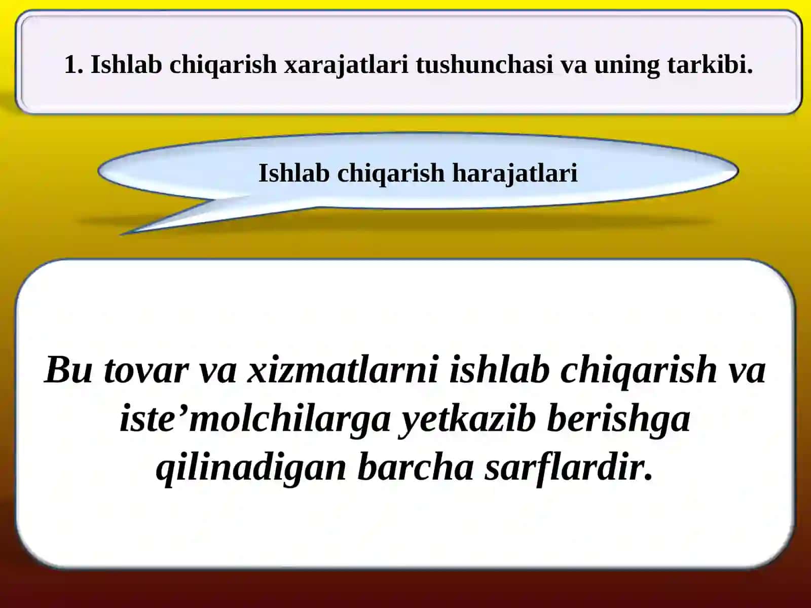 Ishlab chiqarish xarajatlari tushunchasi va uning tarkibi 3
