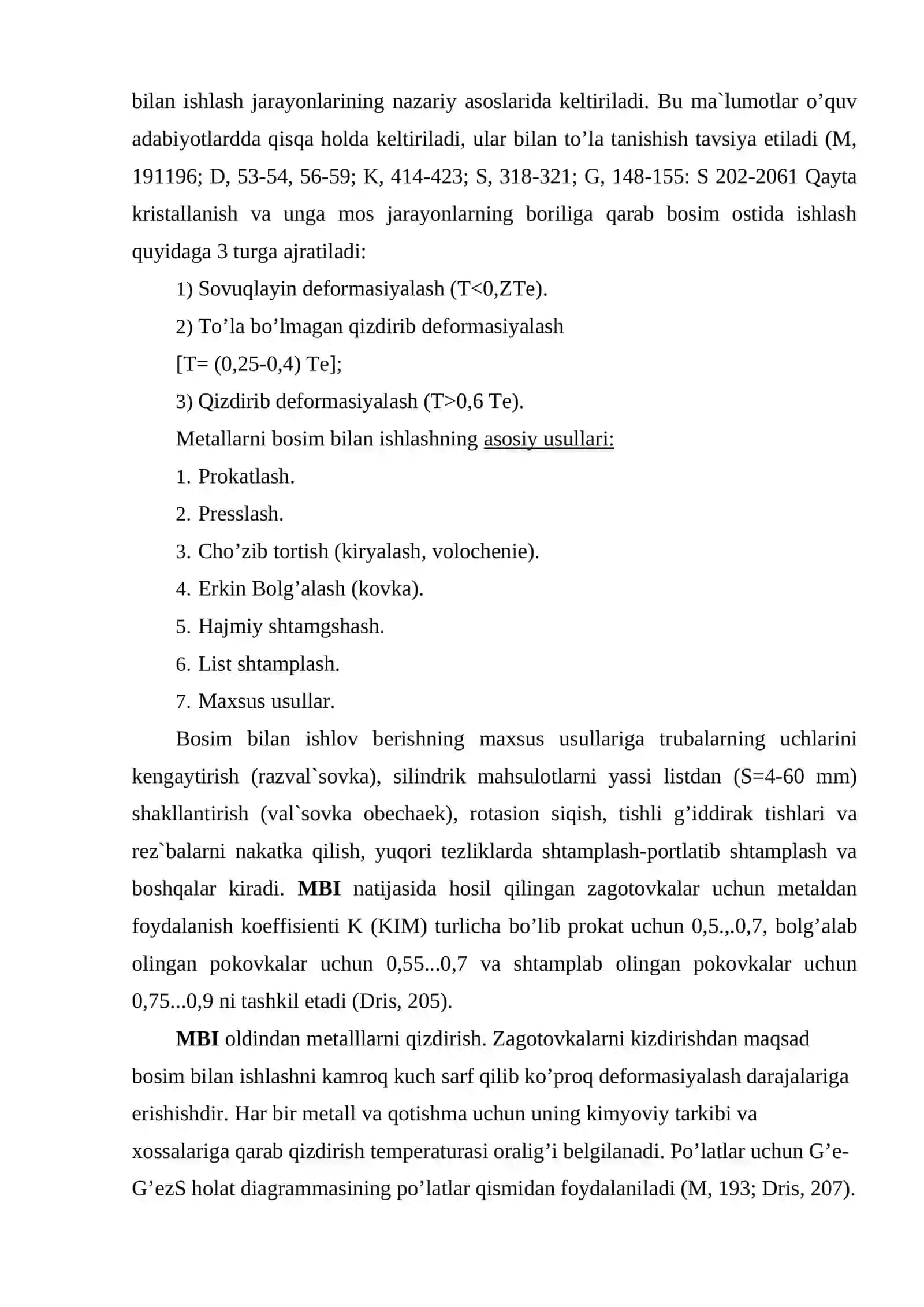 Metallarni bosim bilan ishlashning umumiy tavsifi 3