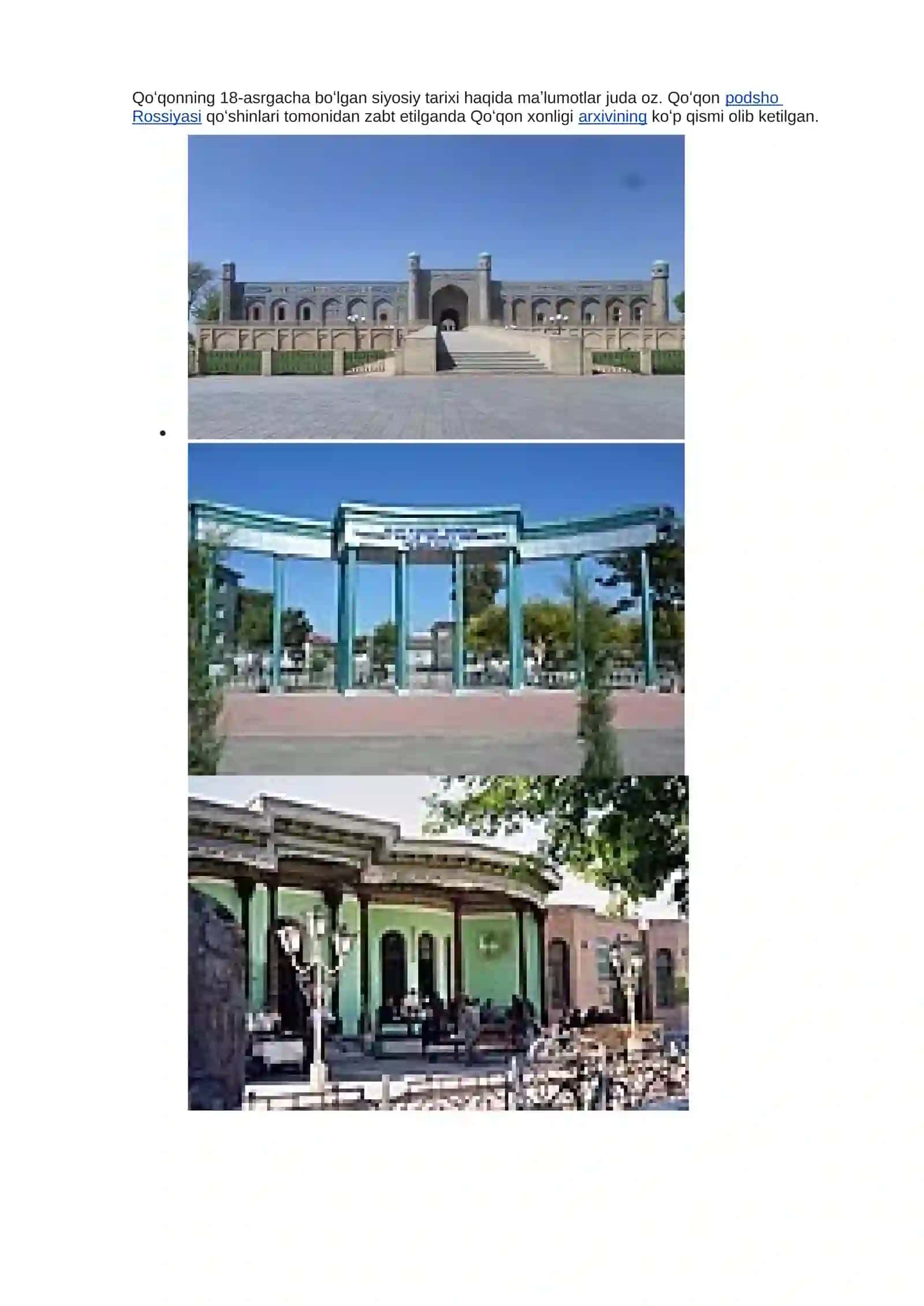 "Qo'qon shahridagi tarixiy obidalar" 3