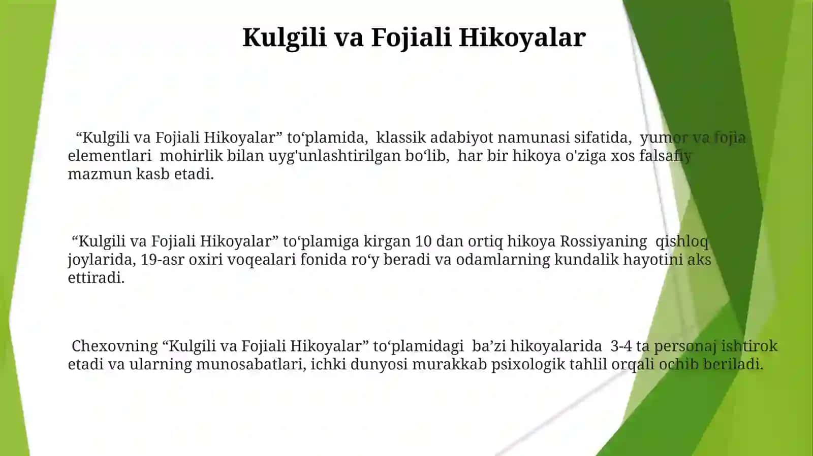 Kulgili va Fojiali Hikoyalar 3